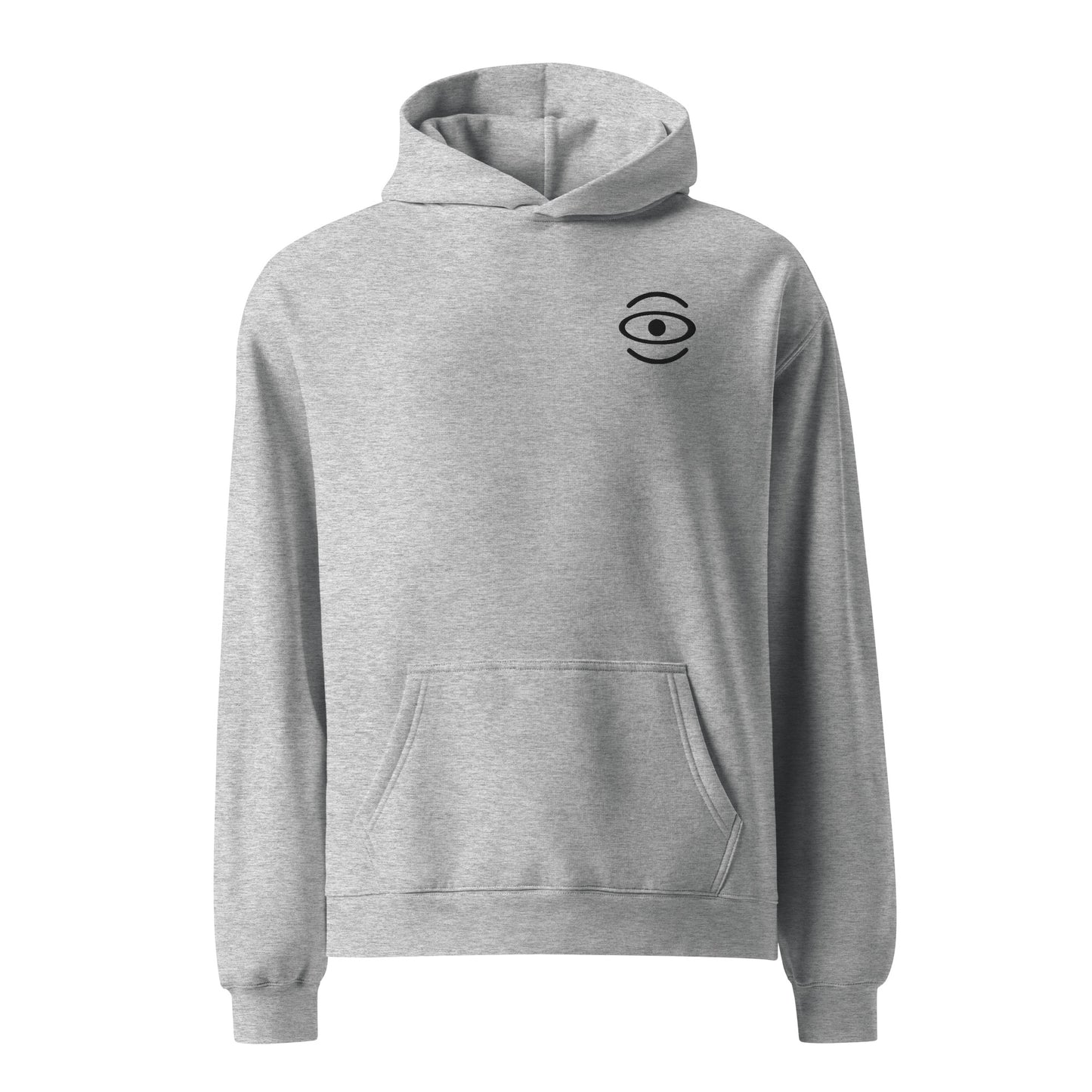Adorn'd Unisex Oversized Hoodie w Embroidered Logo + Back Print - Smoke Signal Black