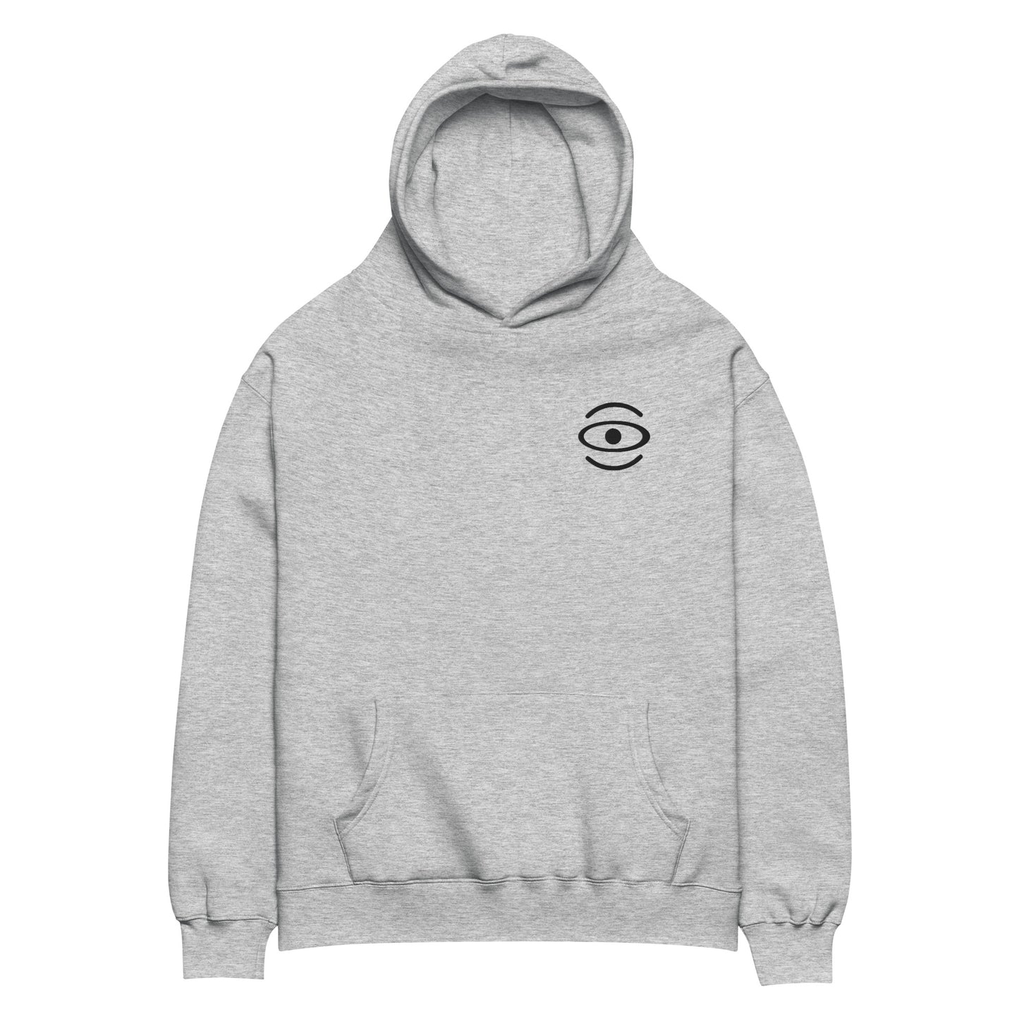 Adorn'd Unisex Oversized Hoodie w Embroidered Logo + Back Print - Smoke Signal Black