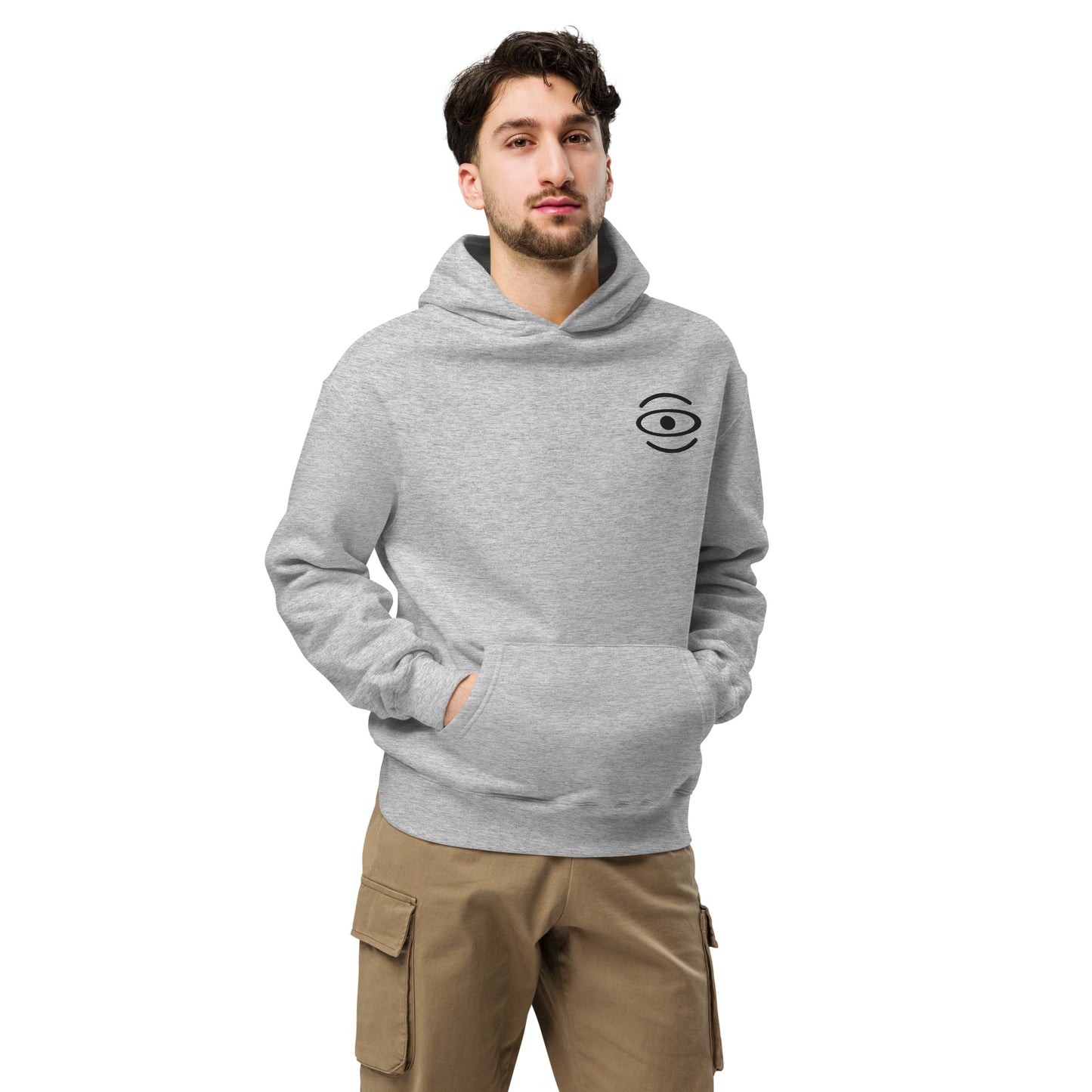 Adorn'd Unisex Oversized Hoodie w Embroidered Logo + Back Print - Smoke Signal Black