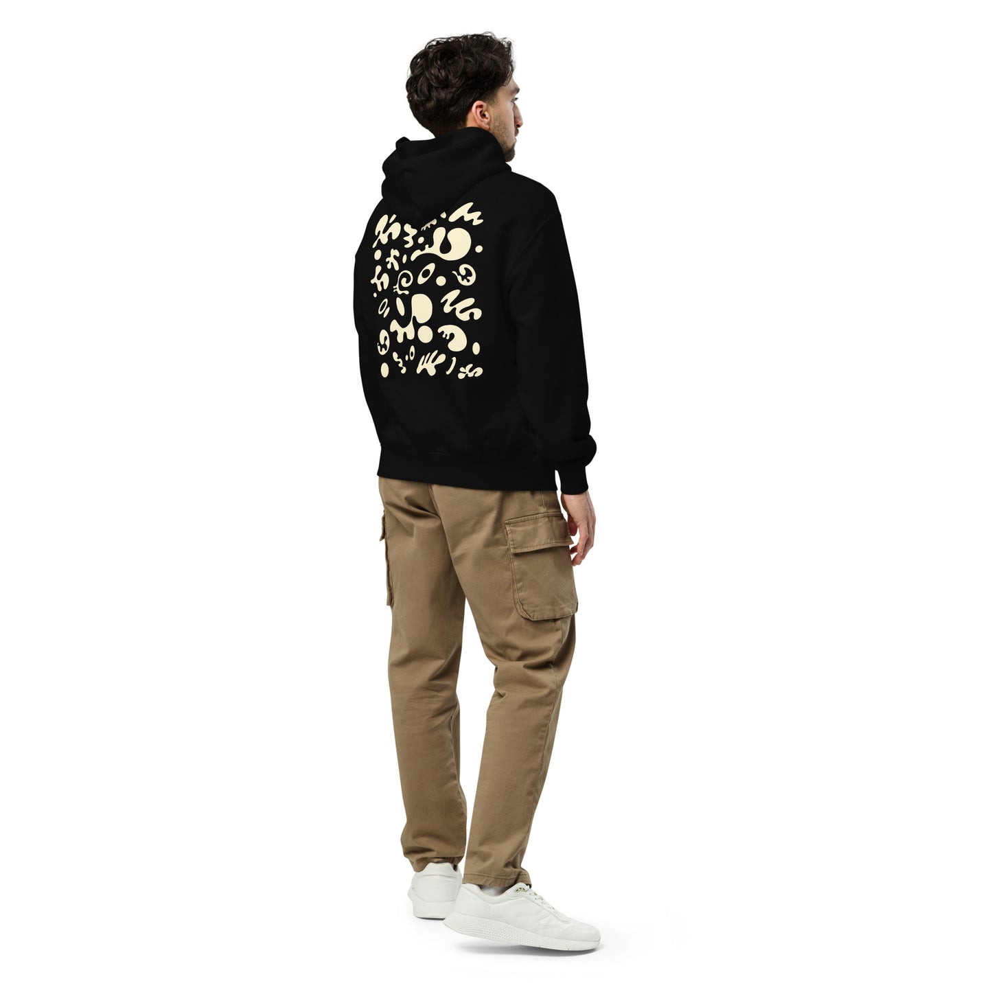 Adorn'd Unisex Oversized Hoodie w Embroidered Logo + Back Print - Starlight White