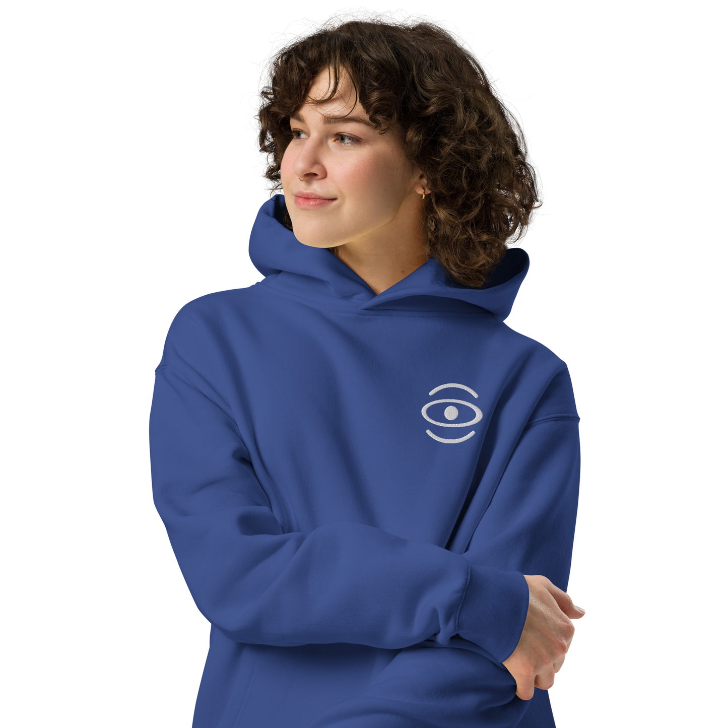 Adorn'd Unisex Oversized Hoodie w Embroidered Logo + Back Print - Starlight White