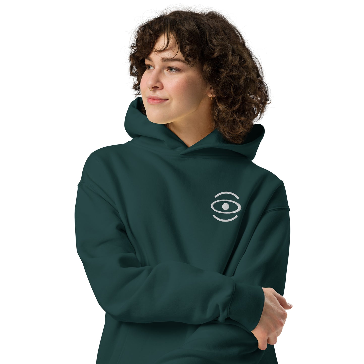 Adorn'd Unisex Oversized Hoodie w Embroidered Logo + Back Print - Starlight White