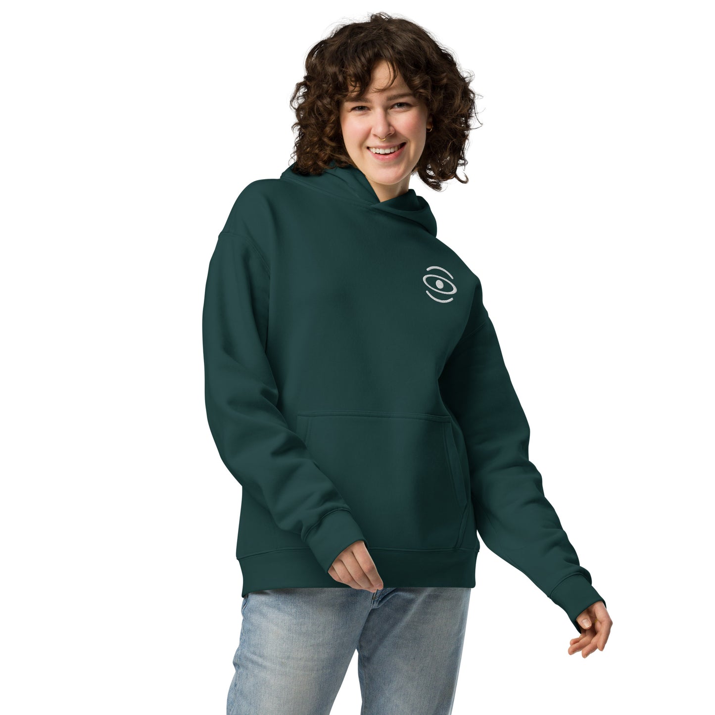 Adorn'd Unisex Oversized Hoodie w Embroidered Logo + Back Print - Starlight White