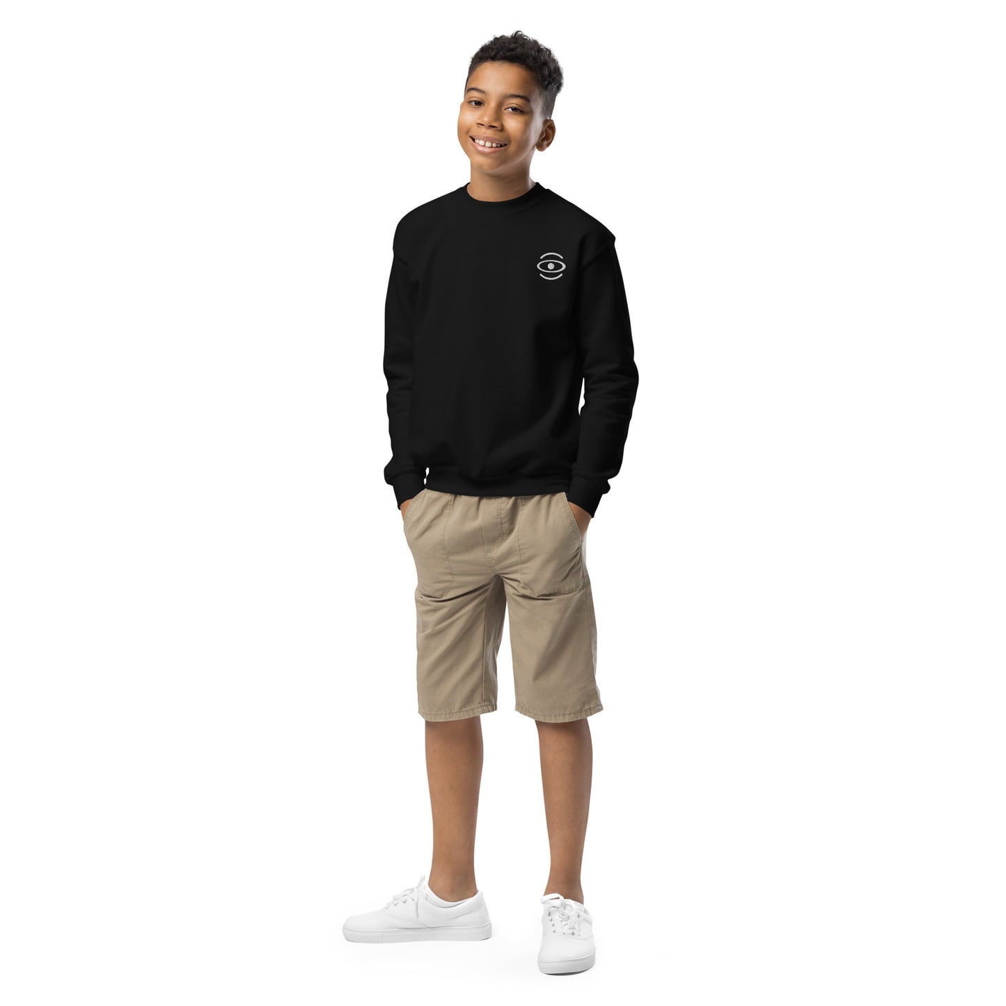 Jaha Logo Youth Crewneck Sweatshirt w Embroidered Logo + Back Print