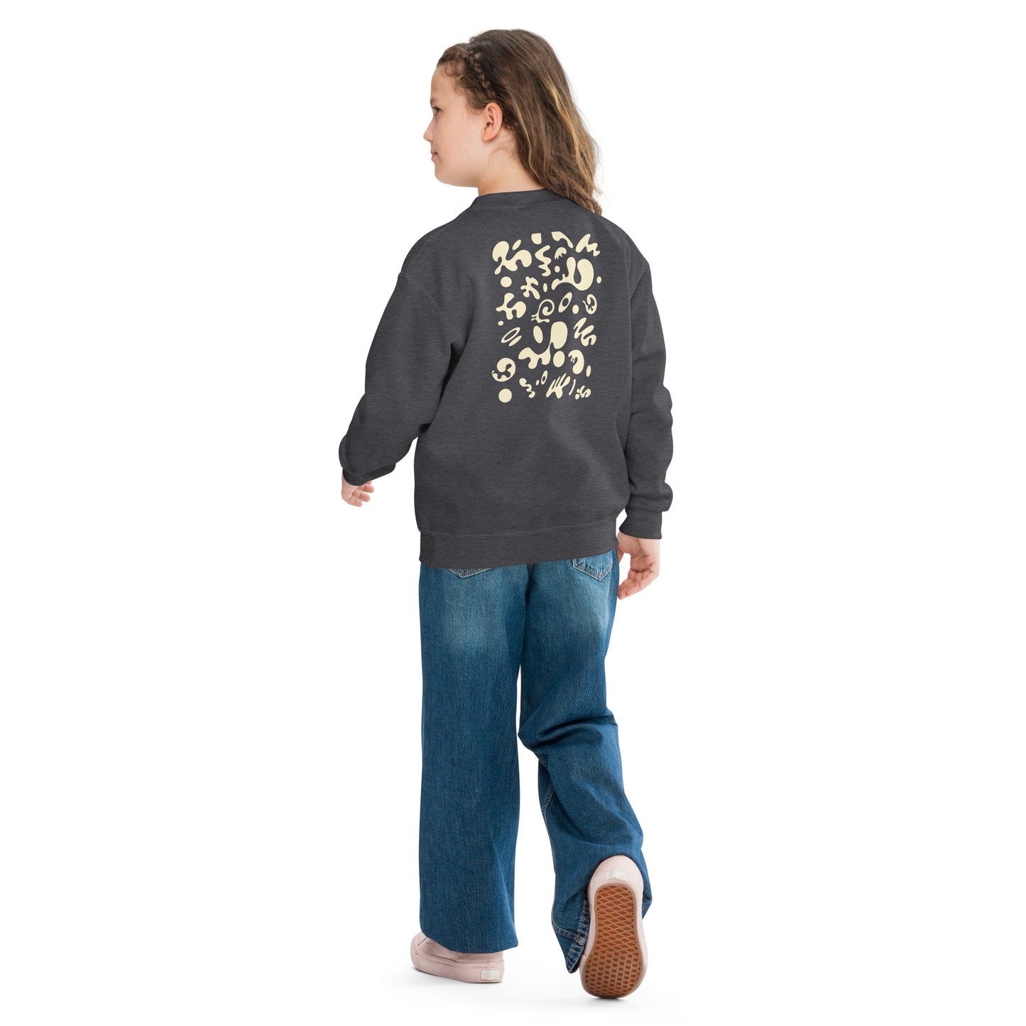 Jaha Logo Youth Crewneck Sweatshirt w Embroidered Logo + Back Print