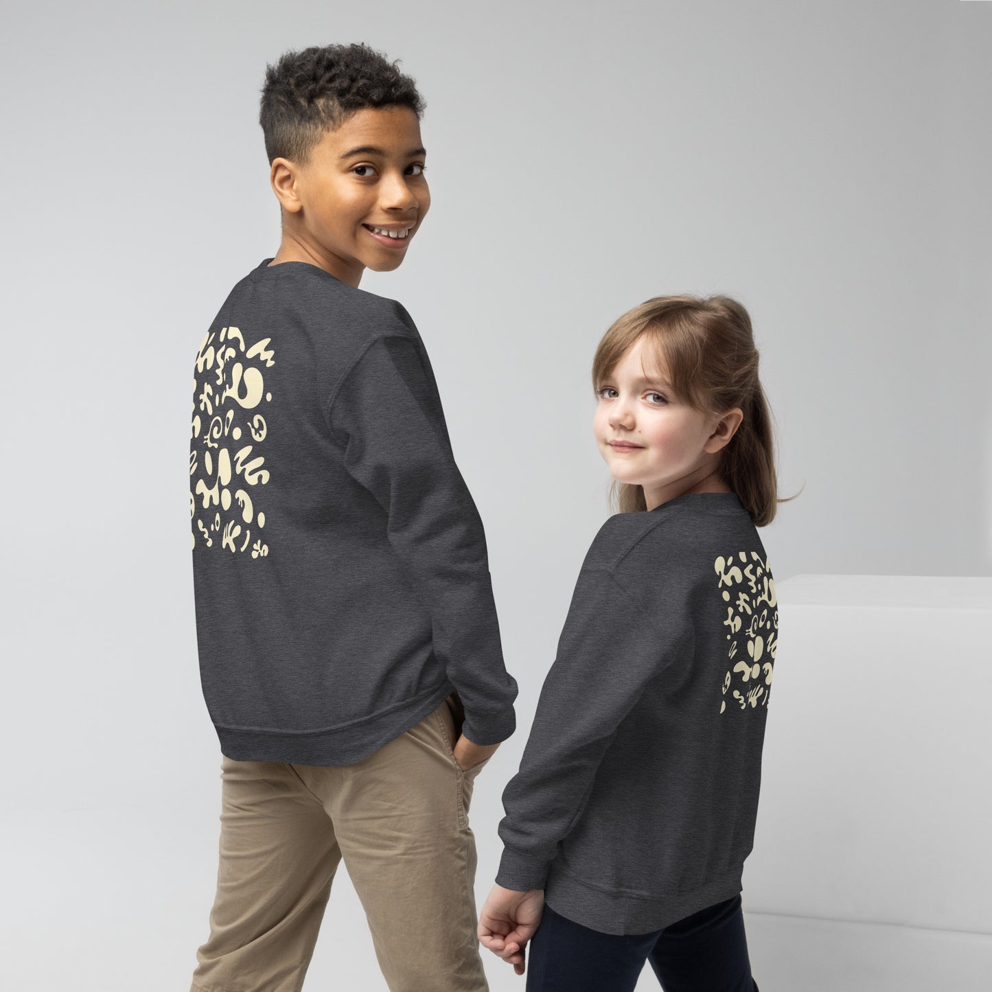 Jaha Logo Youth Crewneck Sweatshirt w Embroidered Logo + Back Print
