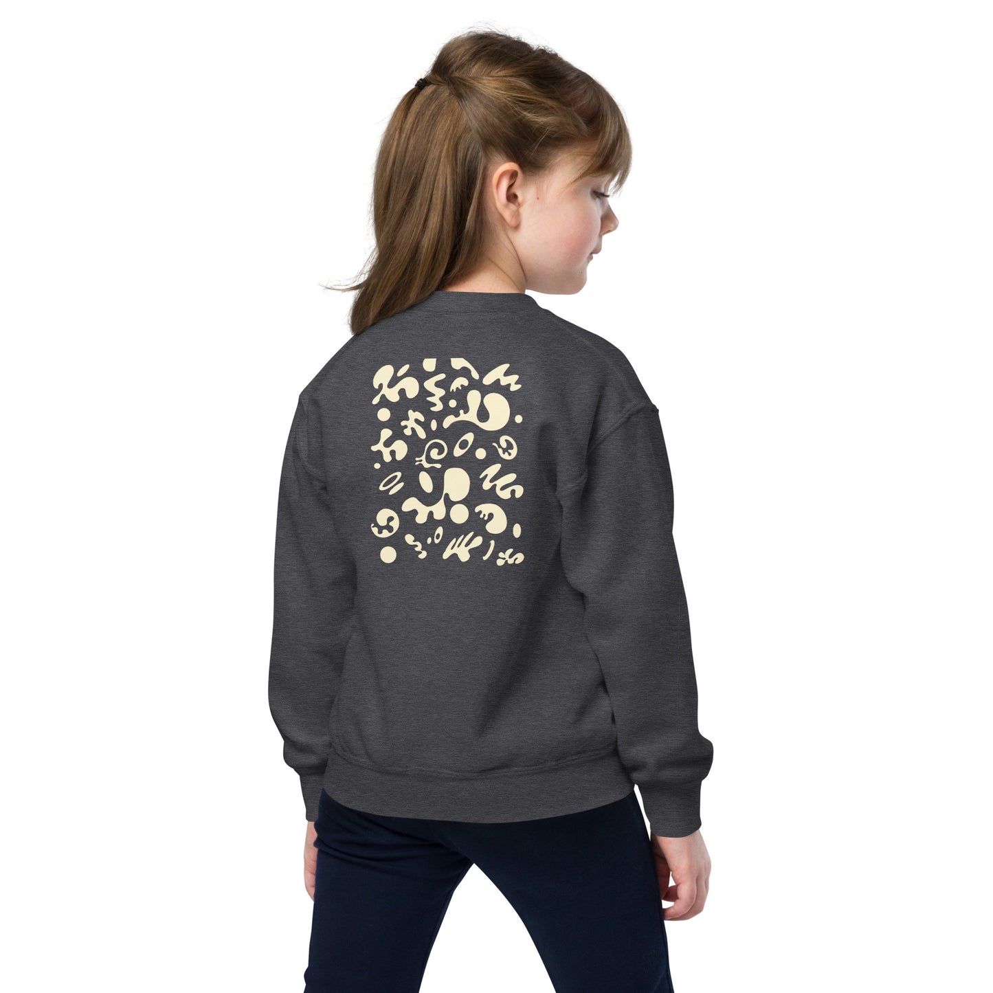 Jaha Logo Youth Crewneck Sweatshirt w Embroidered Logo + Back Print