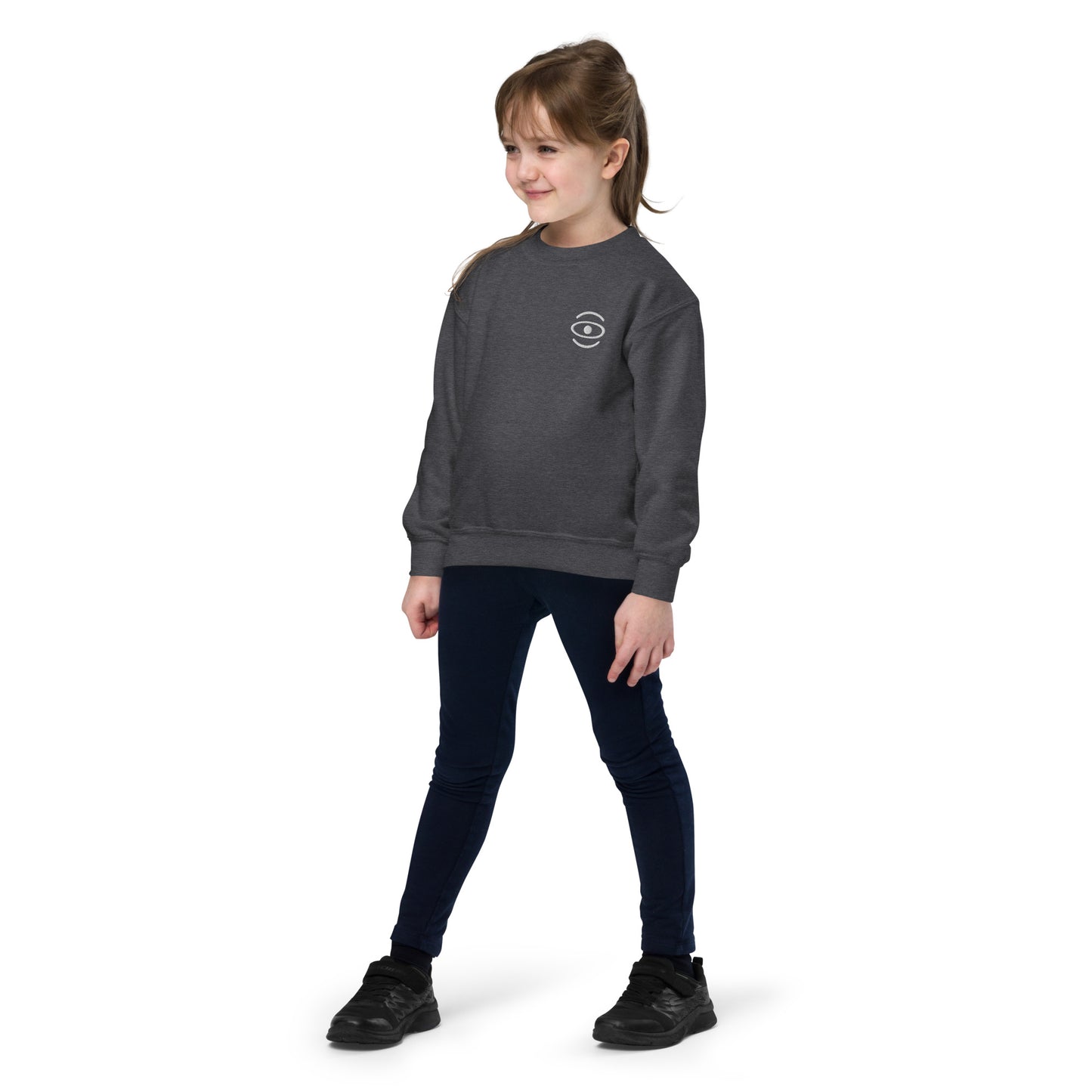Jaha Logo Youth Crewneck Sweatshirt w Embroidered Logo + Back Print