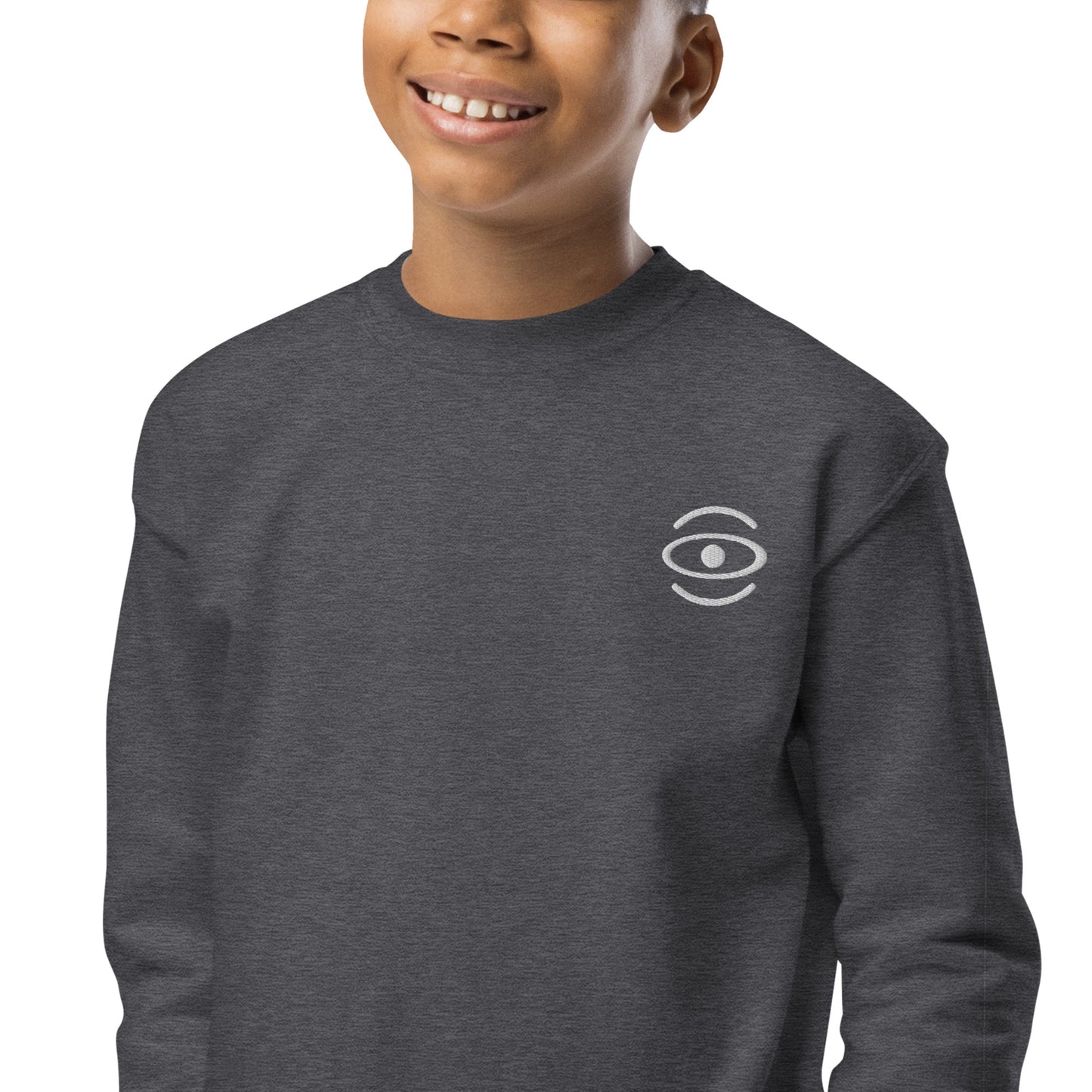 Jaha Logo Youth Crewneck Sweatshirt w Embroidered Logo + Back Print