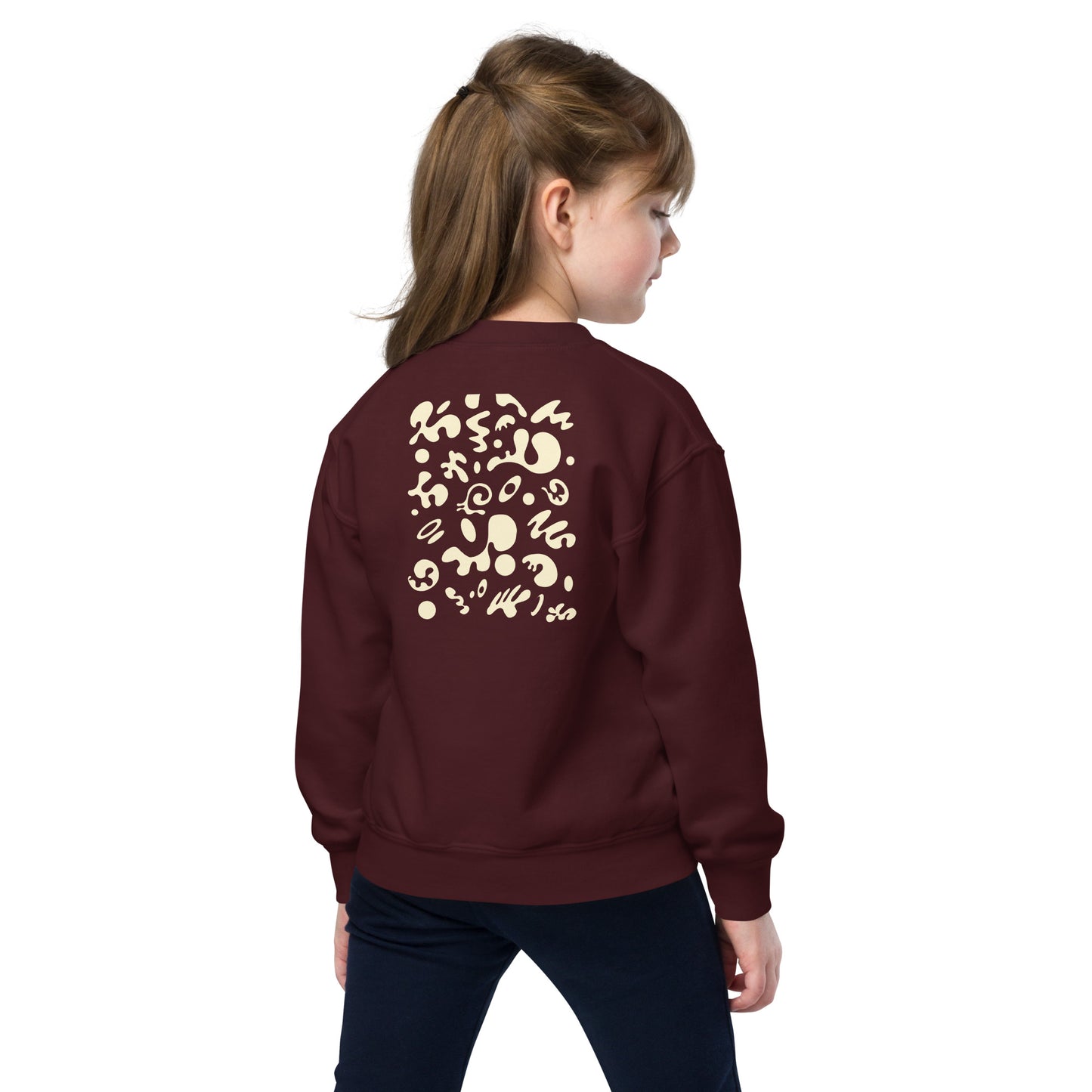 Jaha Logo Youth Crewneck Sweatshirt w Embroidered Logo + Back Print