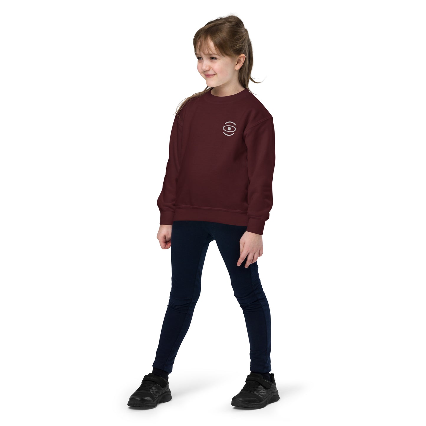 Jaha Logo Youth Crewneck Sweatshirt w Embroidered Logo + Back Print