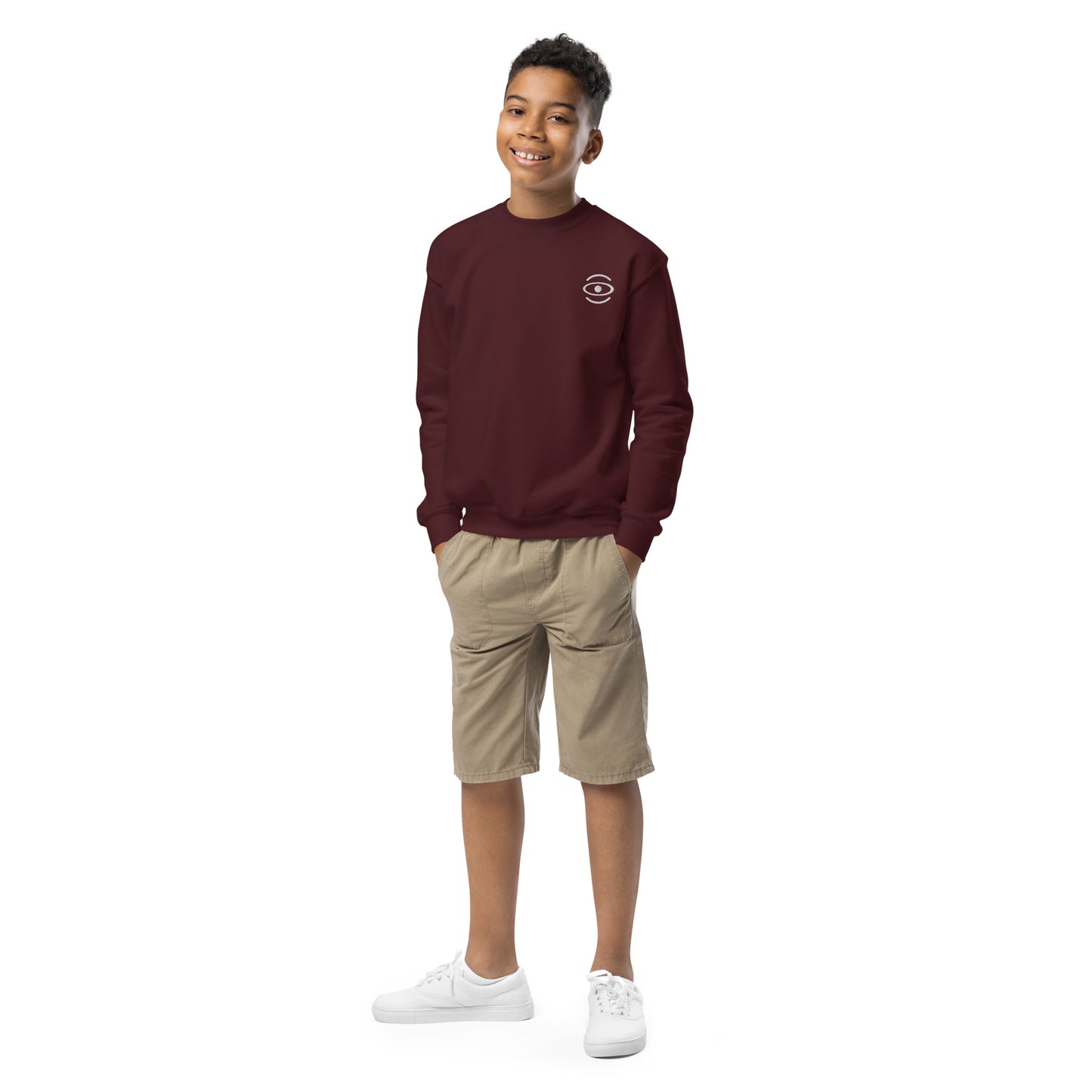 Jaha Logo Youth Crewneck Sweatshirt w Embroidered Logo + Back Print