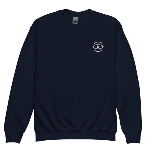 Jaha Logo Youth Crewneck Sweatshirt w Embroidered Logo + Back Print