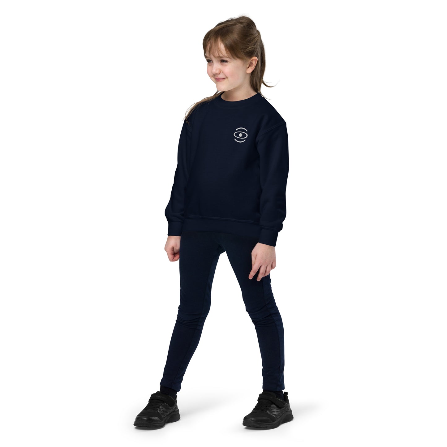 Jaha Logo Youth Crewneck Sweatshirt w Embroidered Logo + Back Print