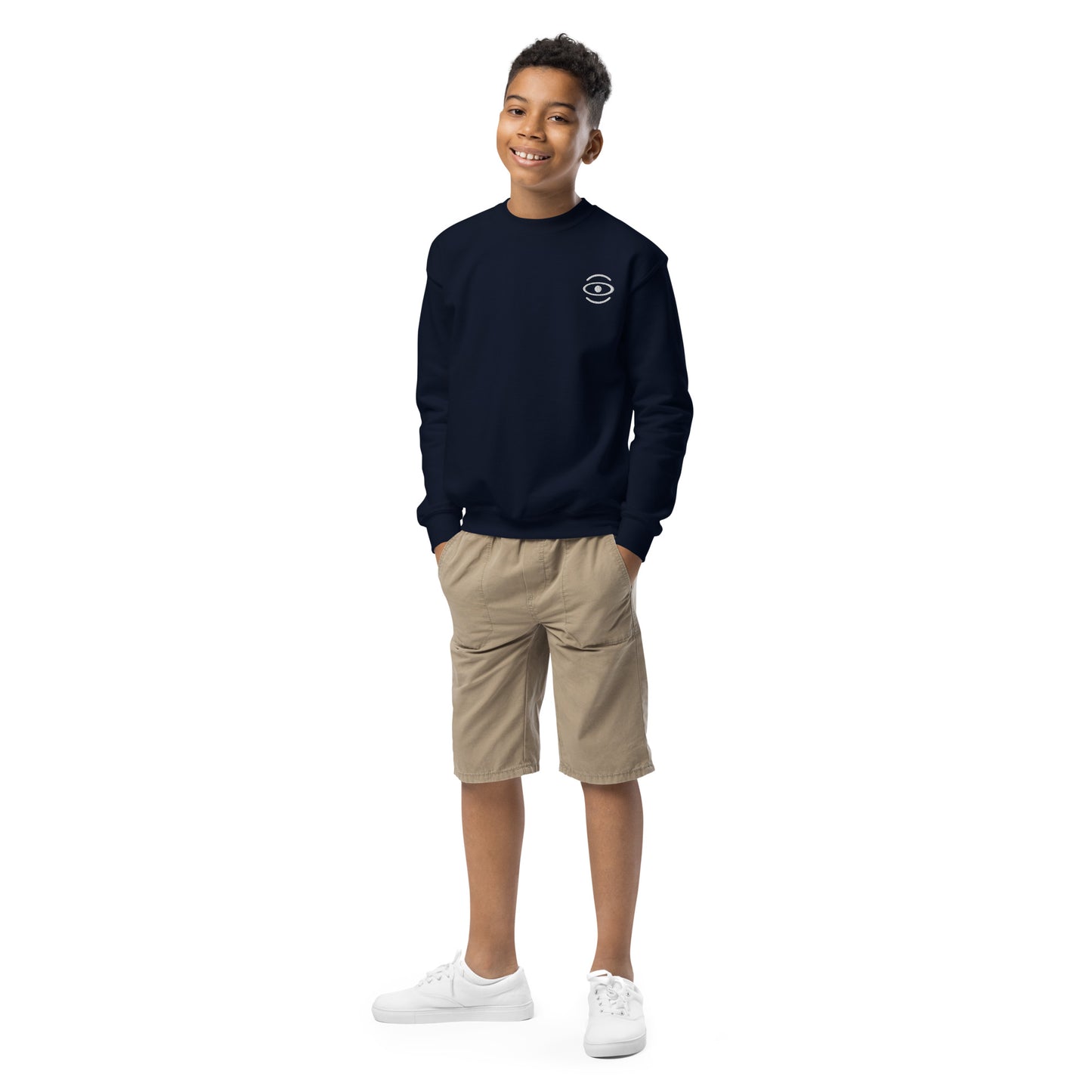 Jaha Logo Youth Crewneck Sweatshirt w Embroidered Logo + Back Print