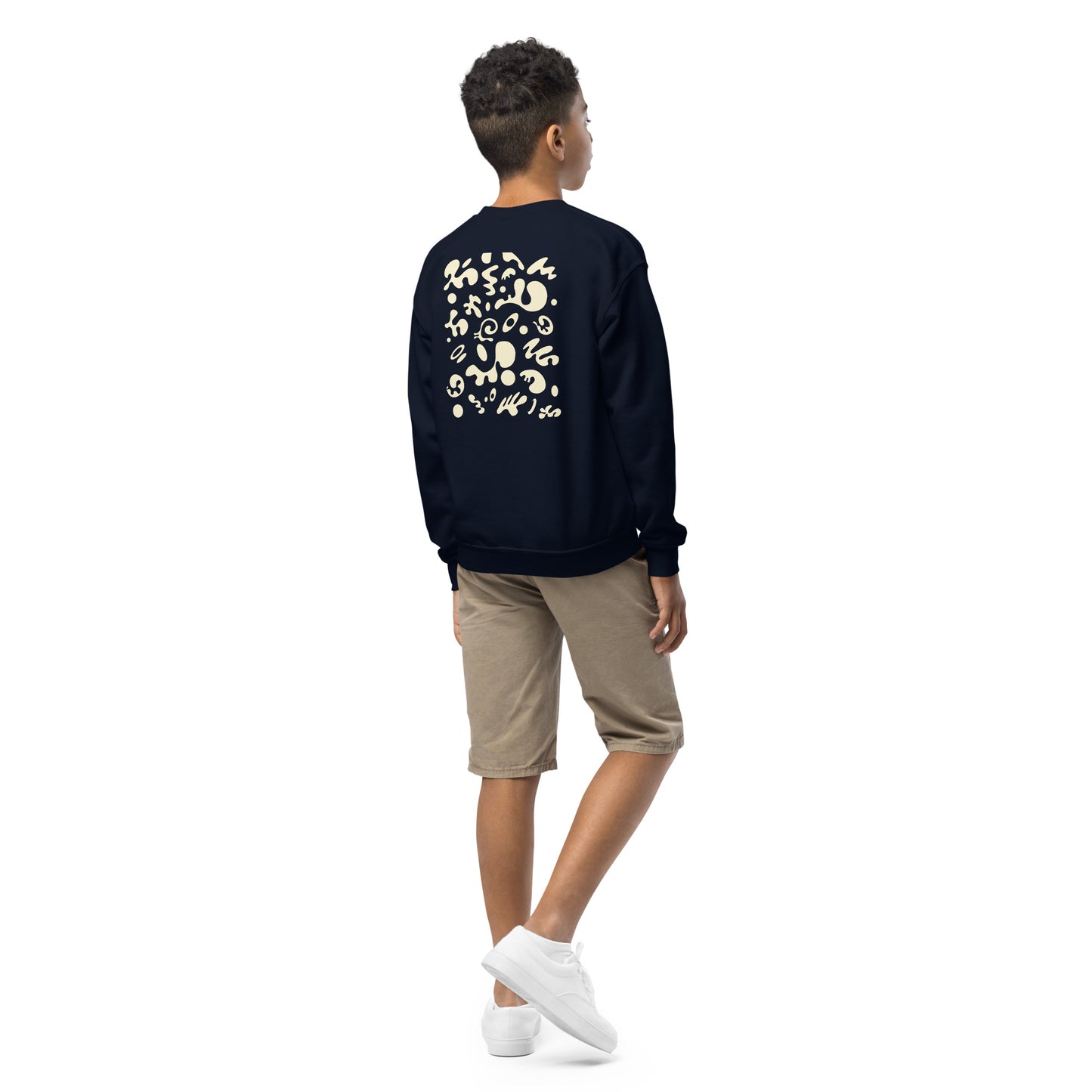 Jaha Logo Youth Crewneck Sweatshirt w Embroidered Logo + Back Print