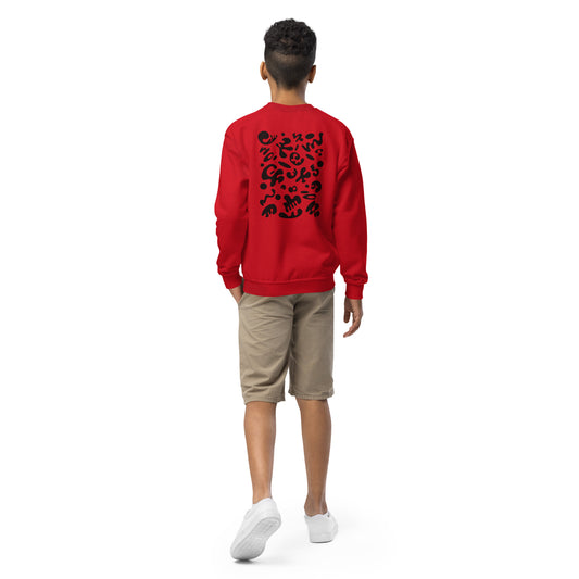 Jaha Logo Youth Crewneck Sweatshirt w Embroidered Logo + Back Print - Smoke Signal Black
