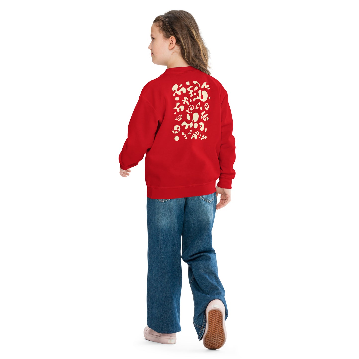 Jaha Logo Youth Crewneck Sweatshirt w Embroidered Logo + Back Print