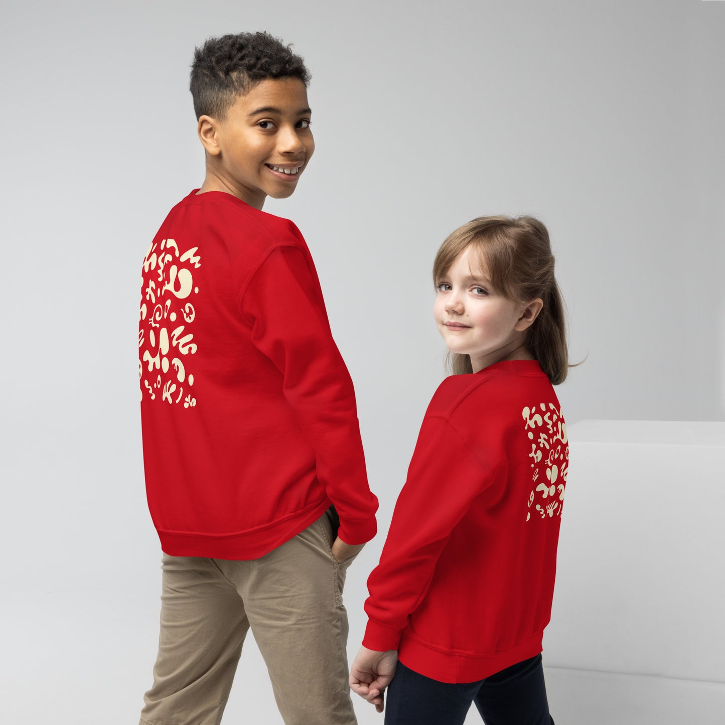 Jaha Logo Youth Crewneck Sweatshirt w Embroidered Logo + Back Print