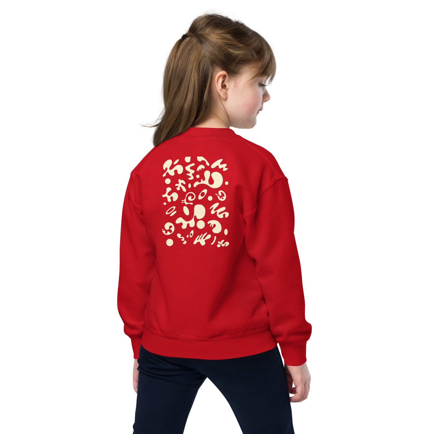 Jaha Logo Youth Crewneck Sweatshirt w Embroidered Logo + Back Print