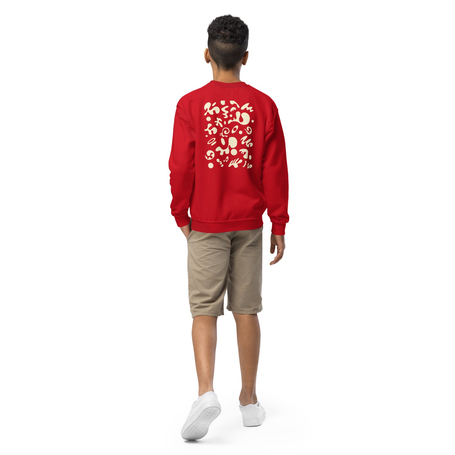 Jaha Logo Youth Crewneck Sweatshirt w Embroidered Logo + Back Print