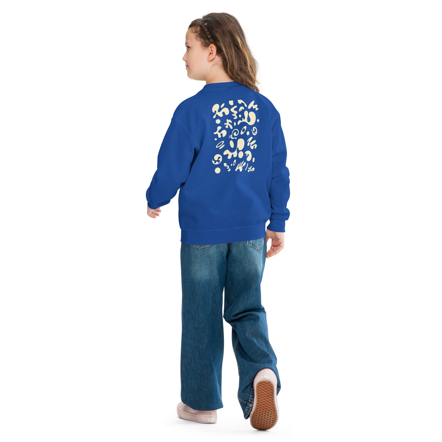 Jaha Logo Youth Crewneck Sweatshirt w Embroidered Logo + Back Print