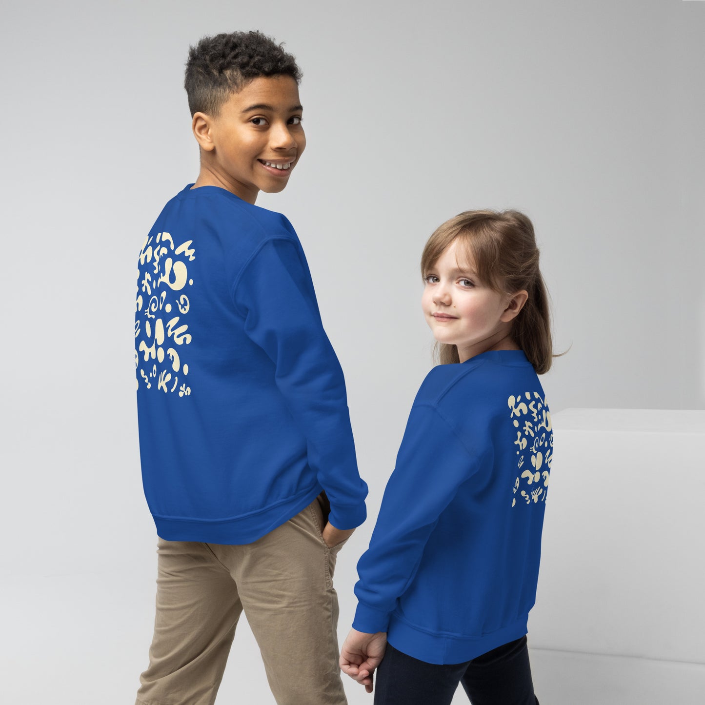 Jaha Logo Youth Crewneck Sweatshirt w Embroidered Logo + Back Print