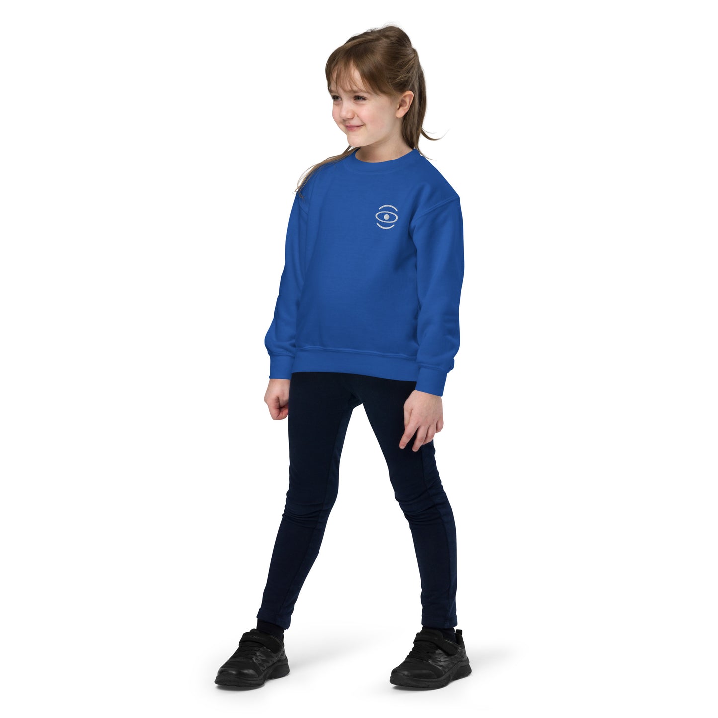 Jaha Logo Youth Crewneck Sweatshirt w Embroidered Logo + Back Print
