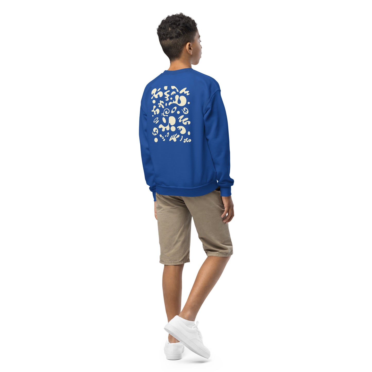 Jaha Logo Youth Crewneck Sweatshirt w Embroidered Logo + Back Print