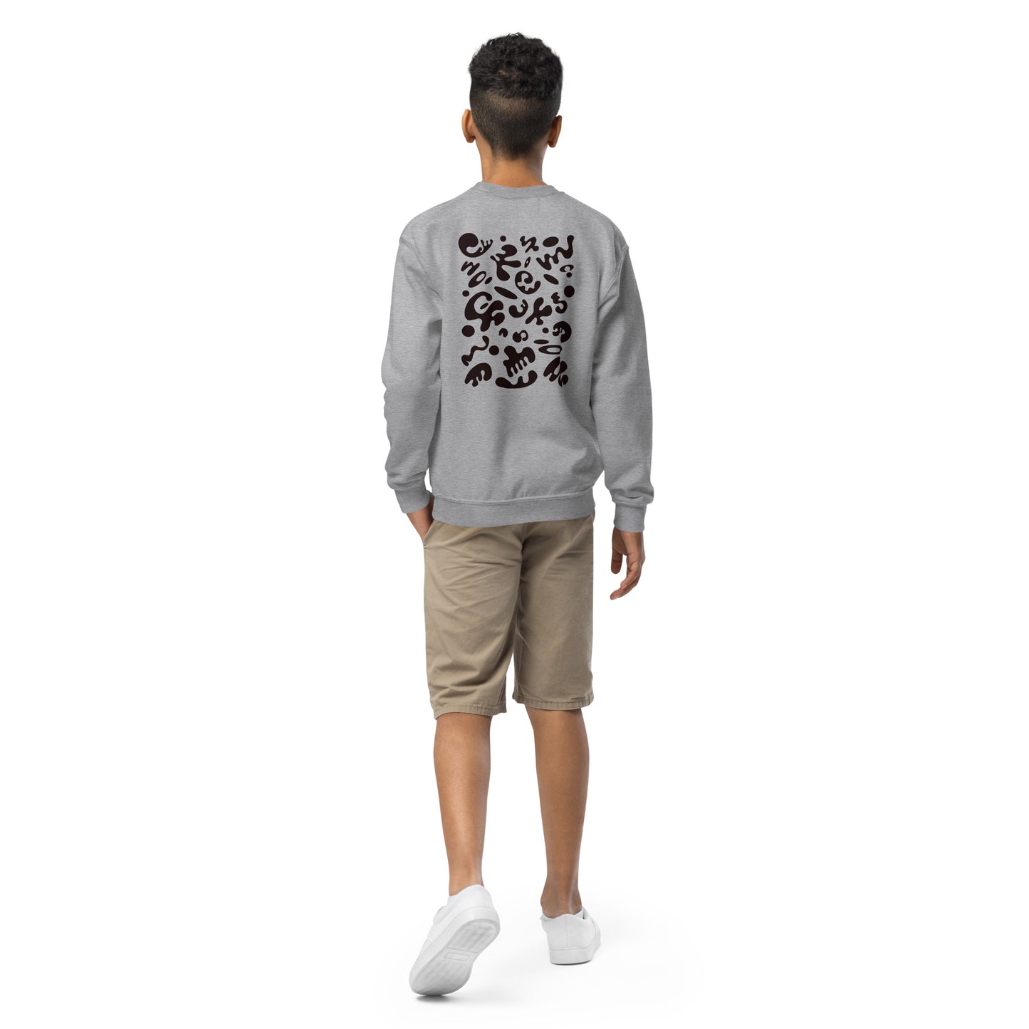 Jaha Logo Youth Crewneck Sweatshirt w Embroidered Logo + Back Print - Smoke Signal Black