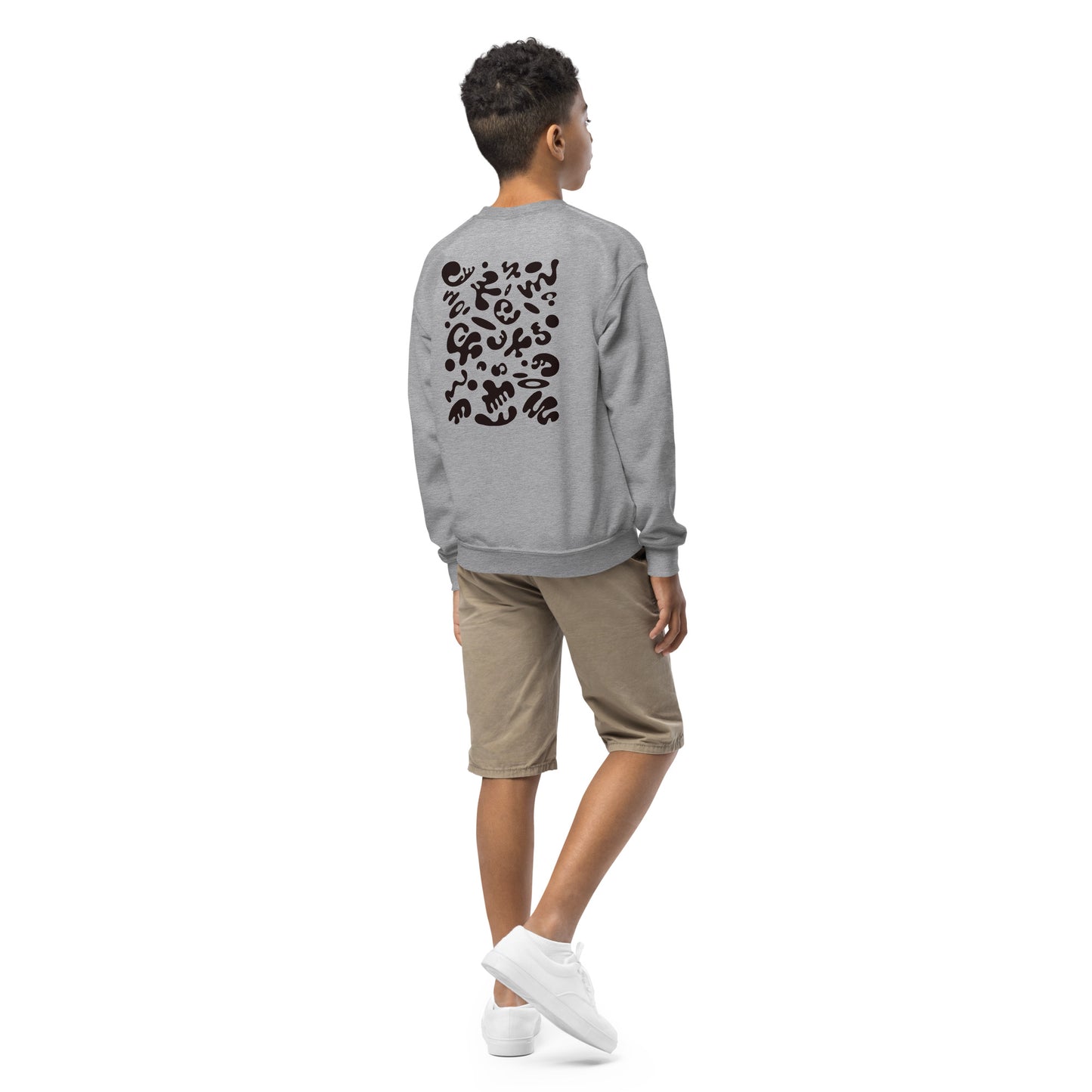 Jaha Logo Youth Crewneck Sweatshirt w Embroidered Logo + Back Print - Smoke Signal Black