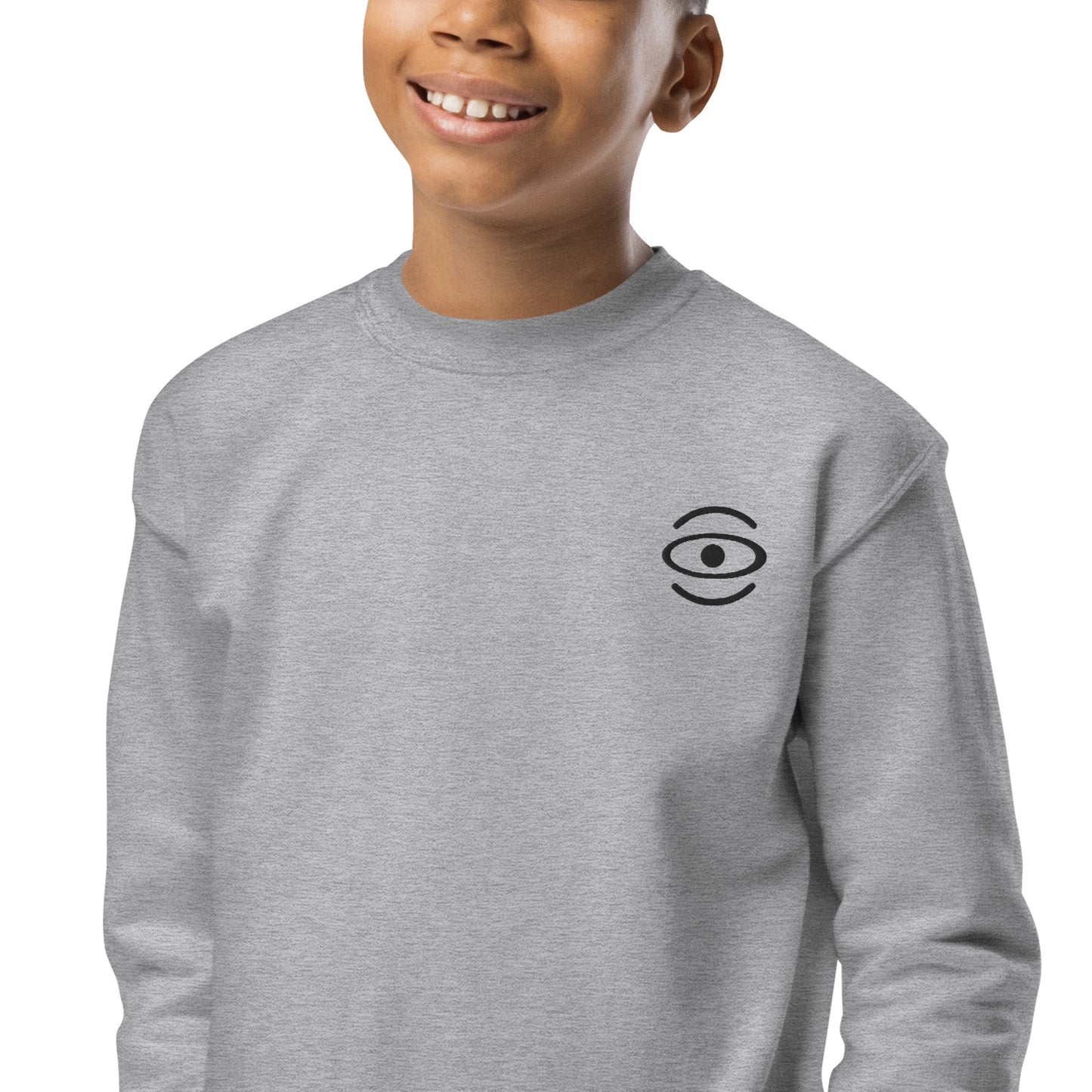 Jaha Logo Youth Crewneck Sweatshirt w Embroidered Logo + Back Print - Smoke Signal Black
