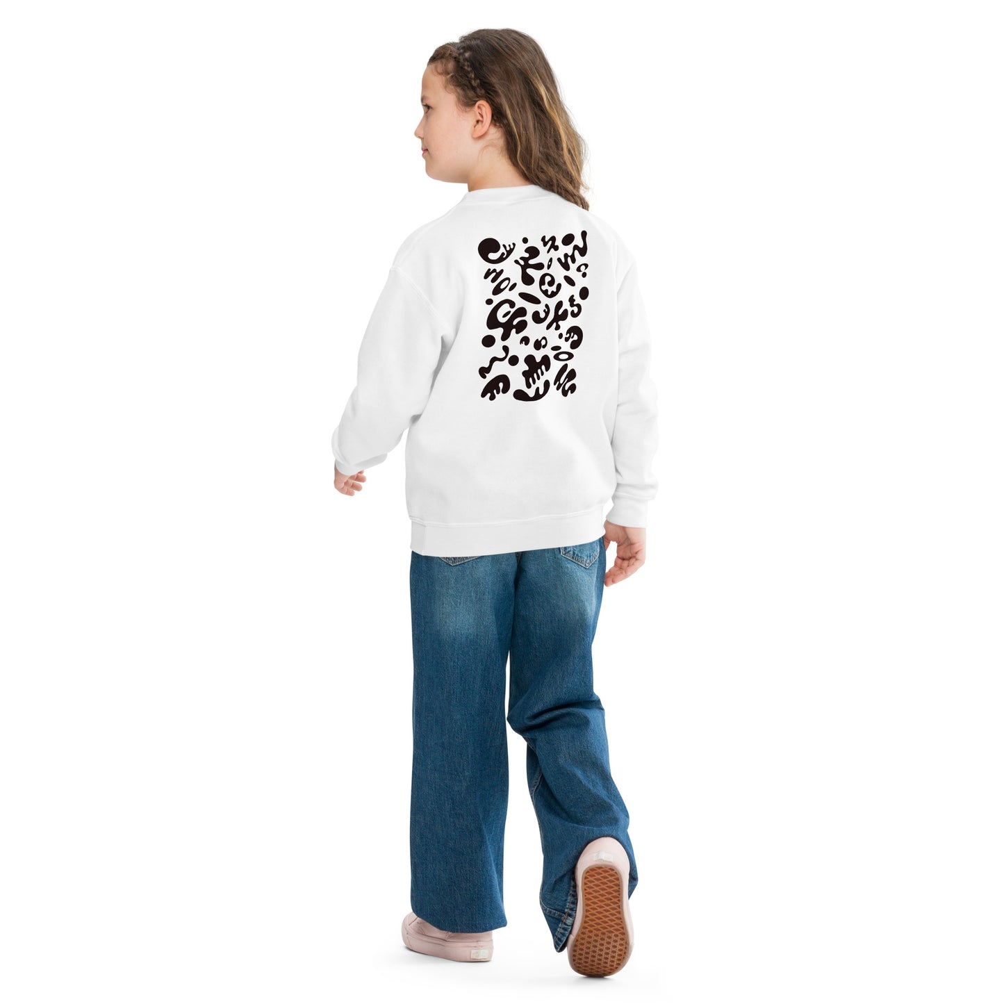 Jaha Logo Youth Crewneck Sweatshirt w Embroidered Logo + Back Print - Smoke Signal Black