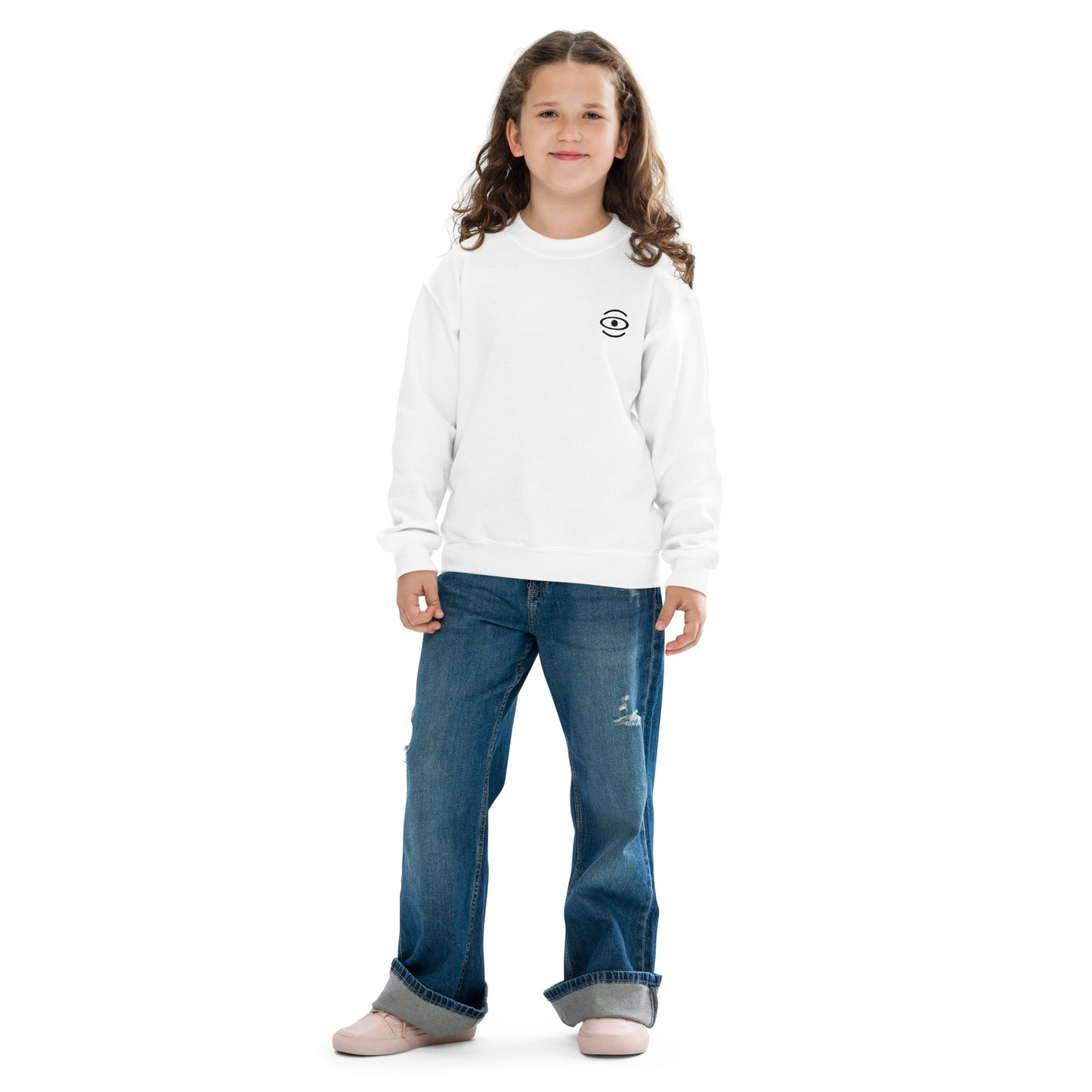 Jaha Logo Youth Crewneck Sweatshirt w Embroidered Logo + Back Print - Smoke Signal Black