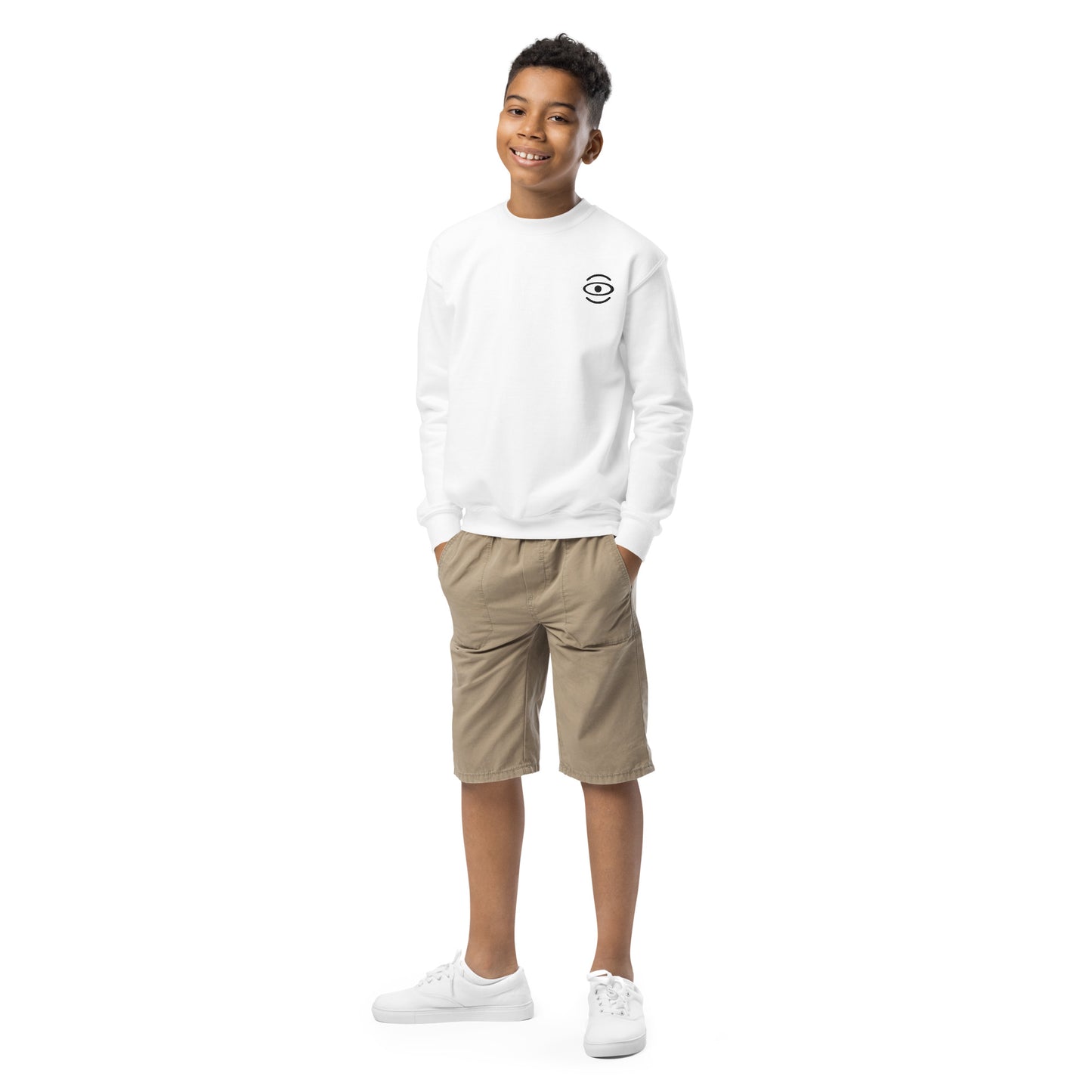 Jaha Logo Youth Crewneck Sweatshirt w Embroidered Logo + Back Print - Smoke Signal Black