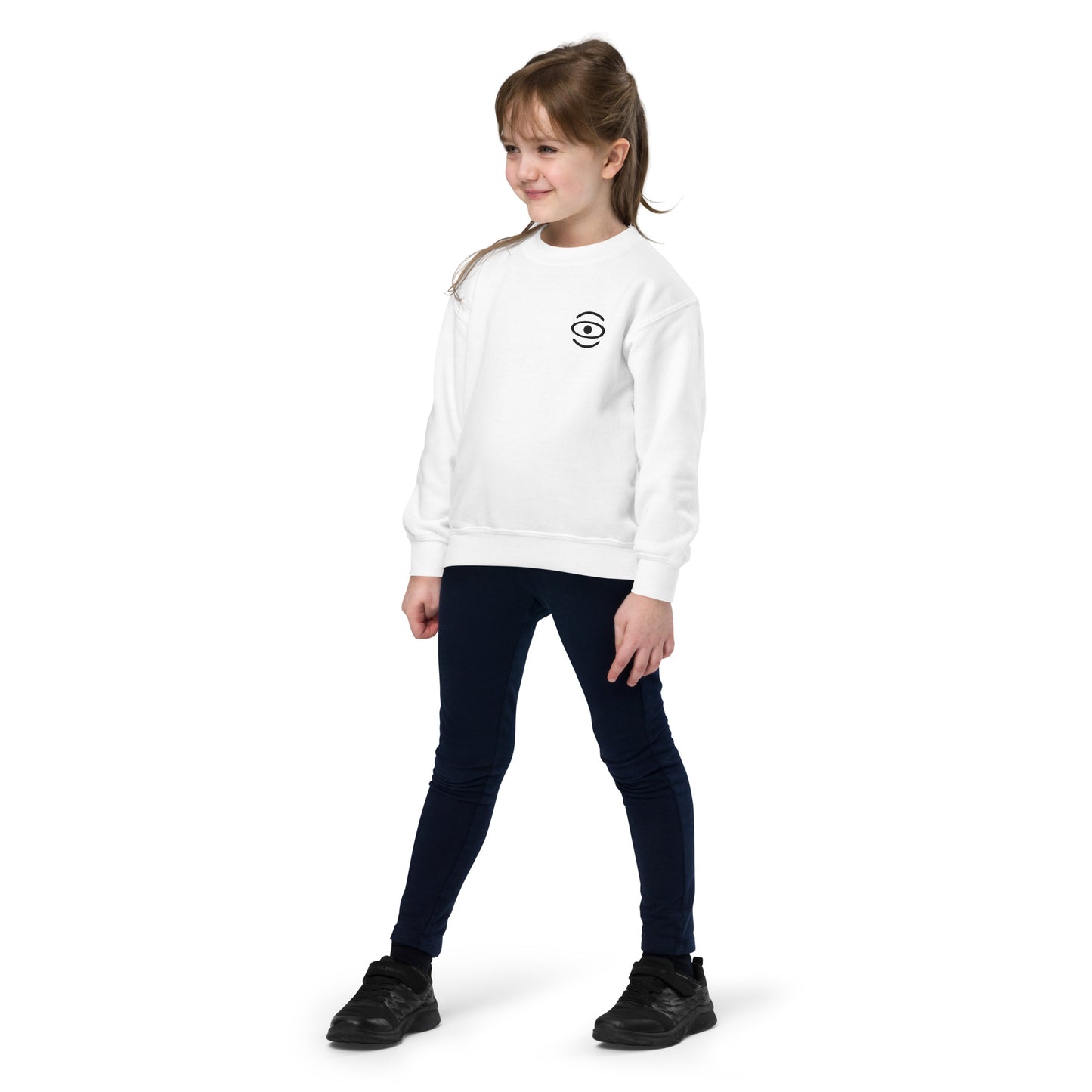Jaha Logo Youth Crewneck Sweatshirt w Embroidered Logo + Back Print - Smoke Signal Black