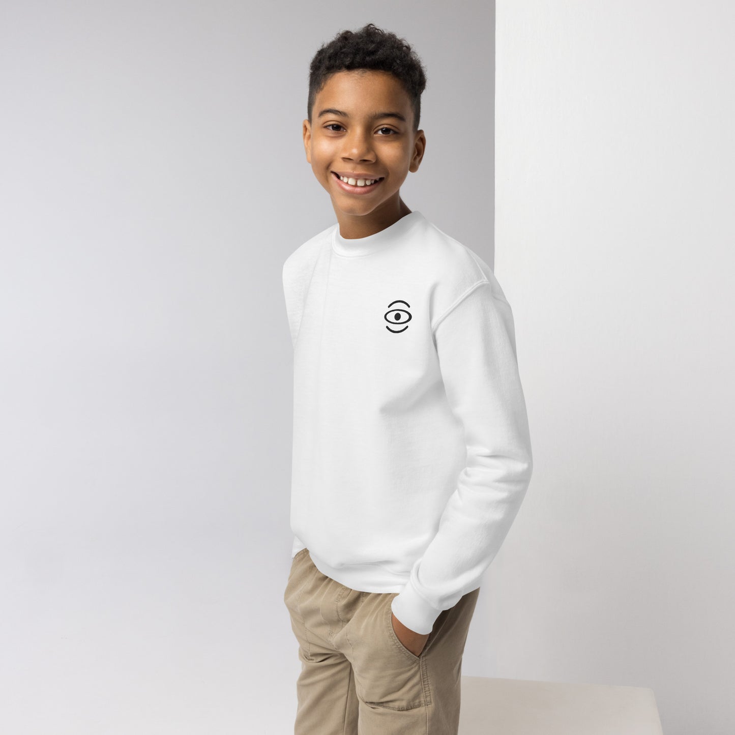 Jaha Logo Youth Crewneck Sweatshirt w Embroidered Logo + Back Print - Smoke Signal Black