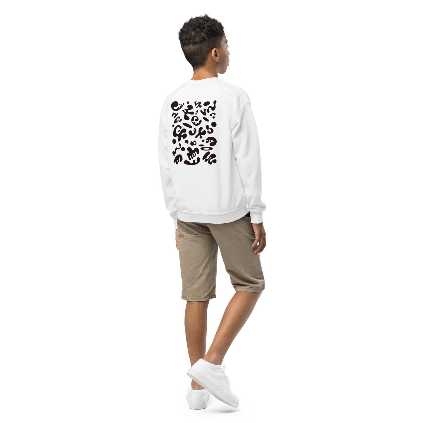 Jaha Logo Youth Crewneck Sweatshirt w Embroidered Logo + Back Print - Smoke Signal Black