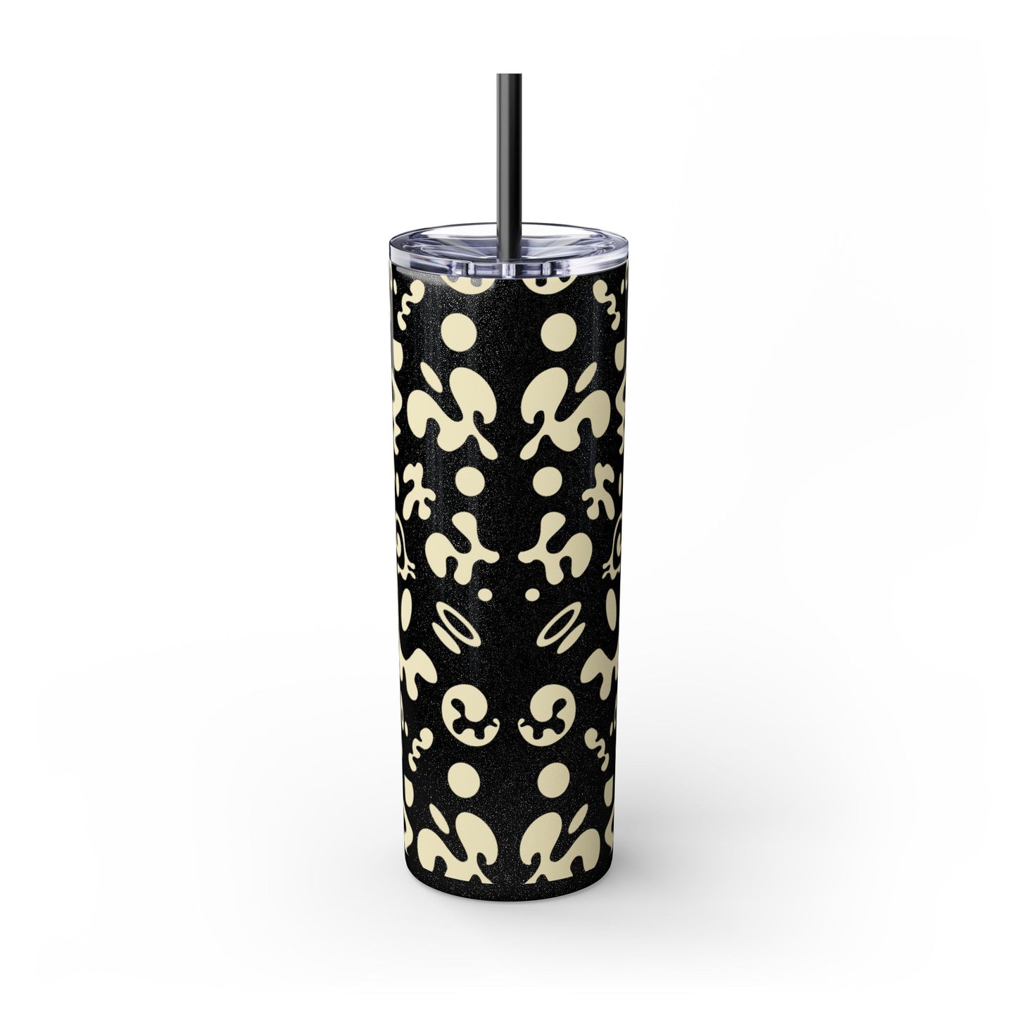 Mirror Work Skinny Color Tumbler w Straw - Blank Page White Print