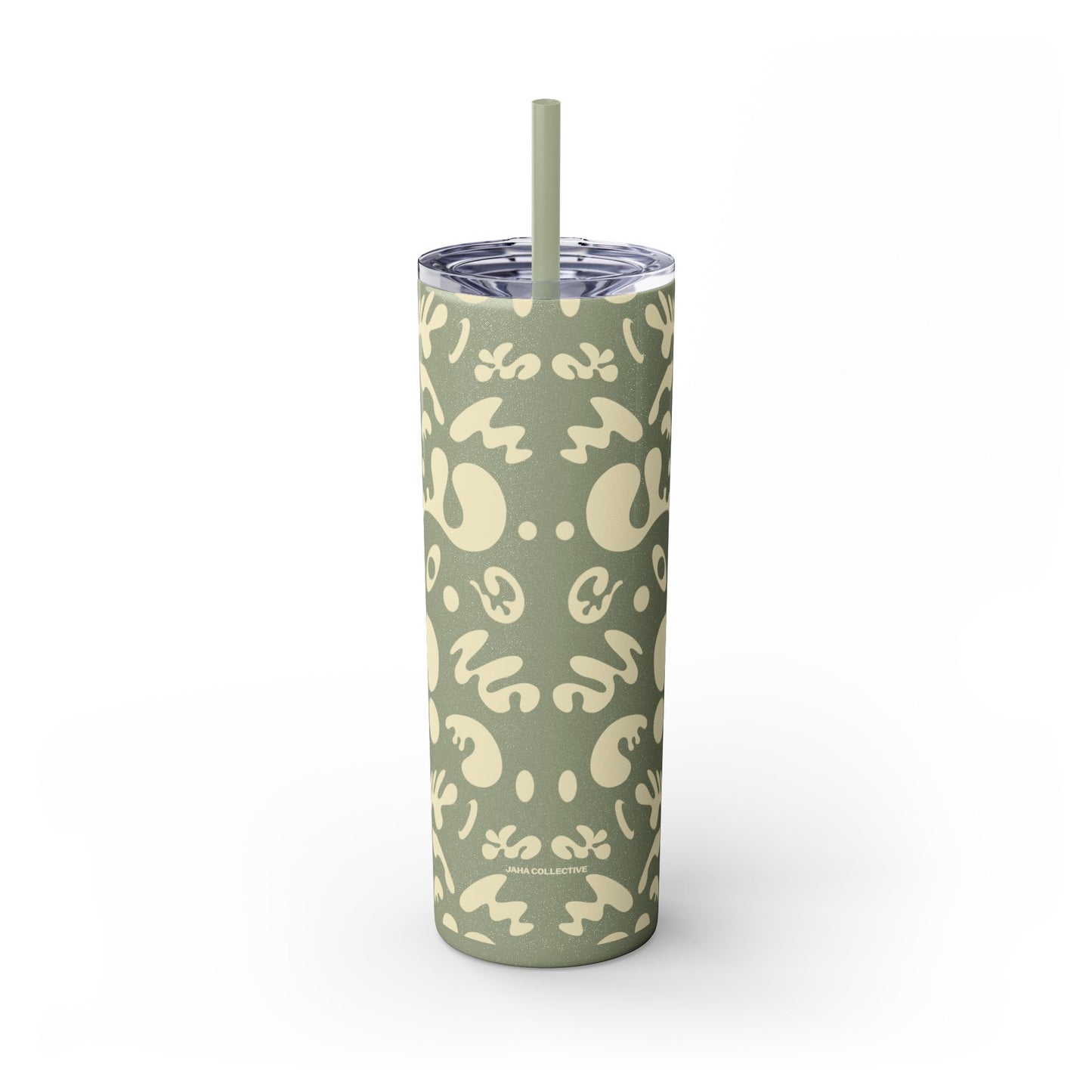 Mirror Work Skinny Color Tumbler w Straw - Blank Page White Print