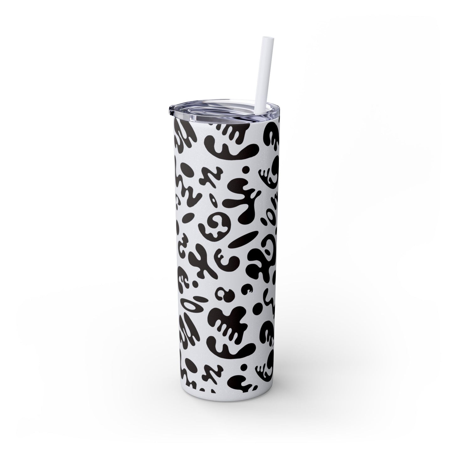 Mirror Work Skinny Color Tumbler w Straw - Smoke Signal Black Print