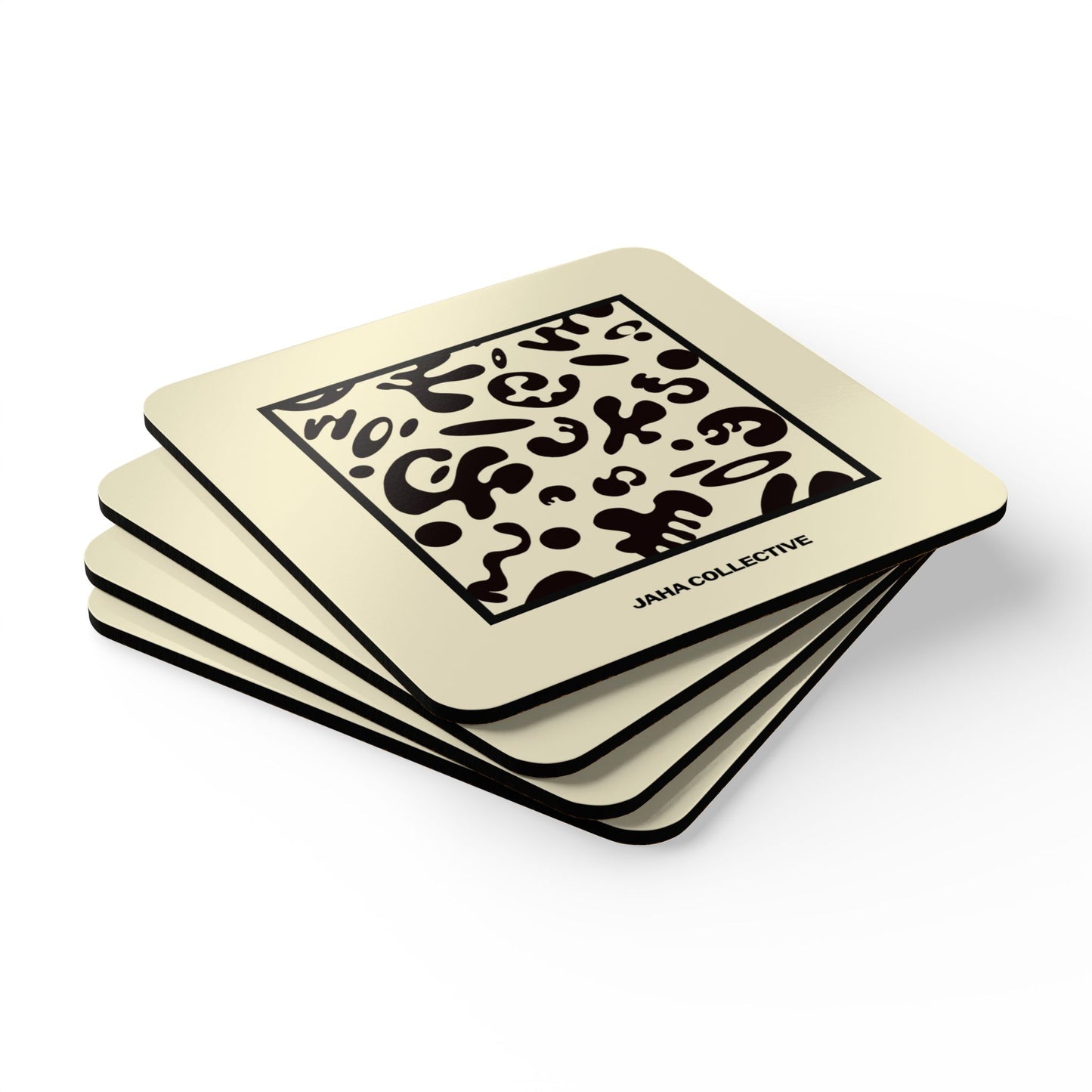 Adorn'd Minimalist Square Corkwood Coaster Set (4) - Blank Page White