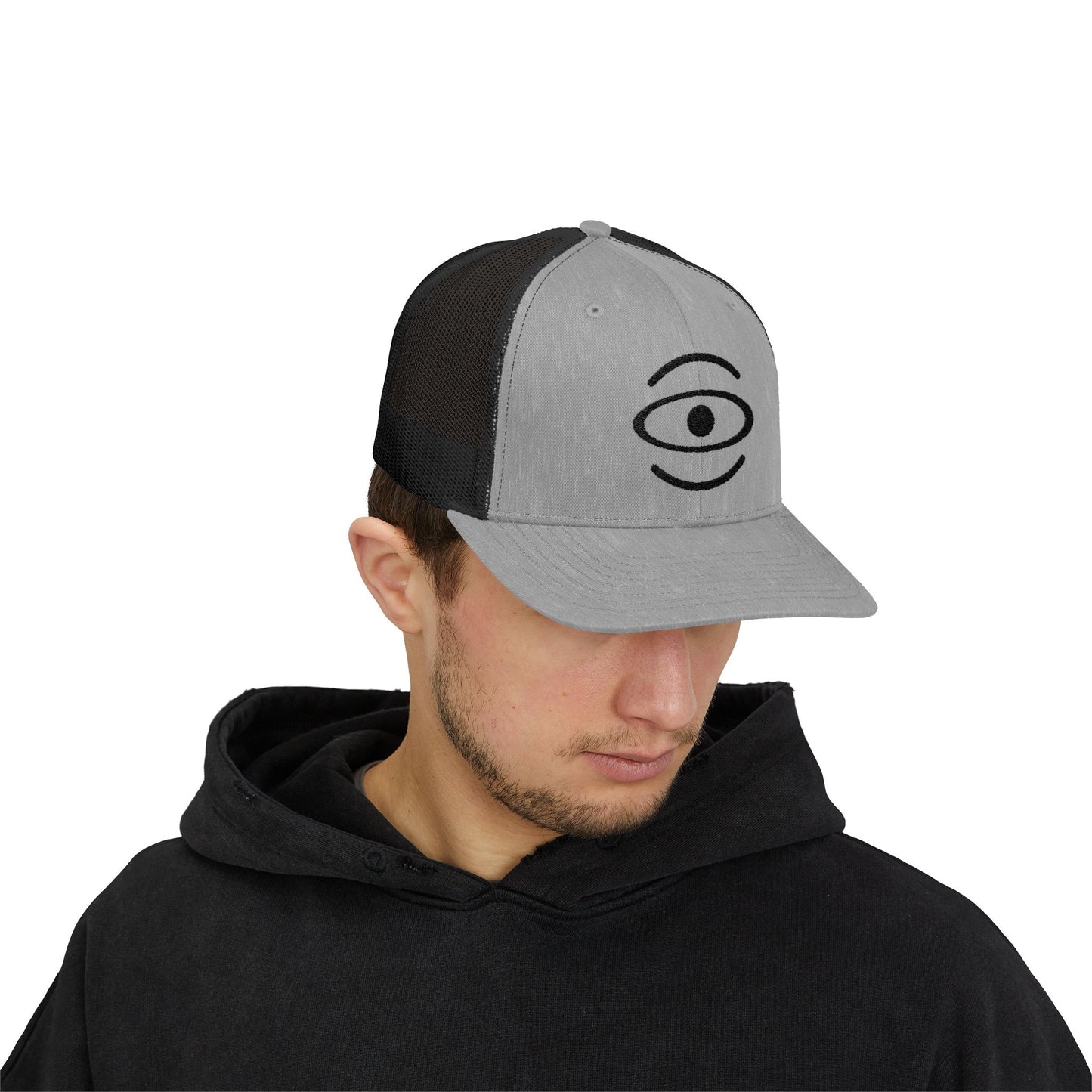 Jaha Logo Embroidered Retro Trucker Hat - Smoke Signal Black