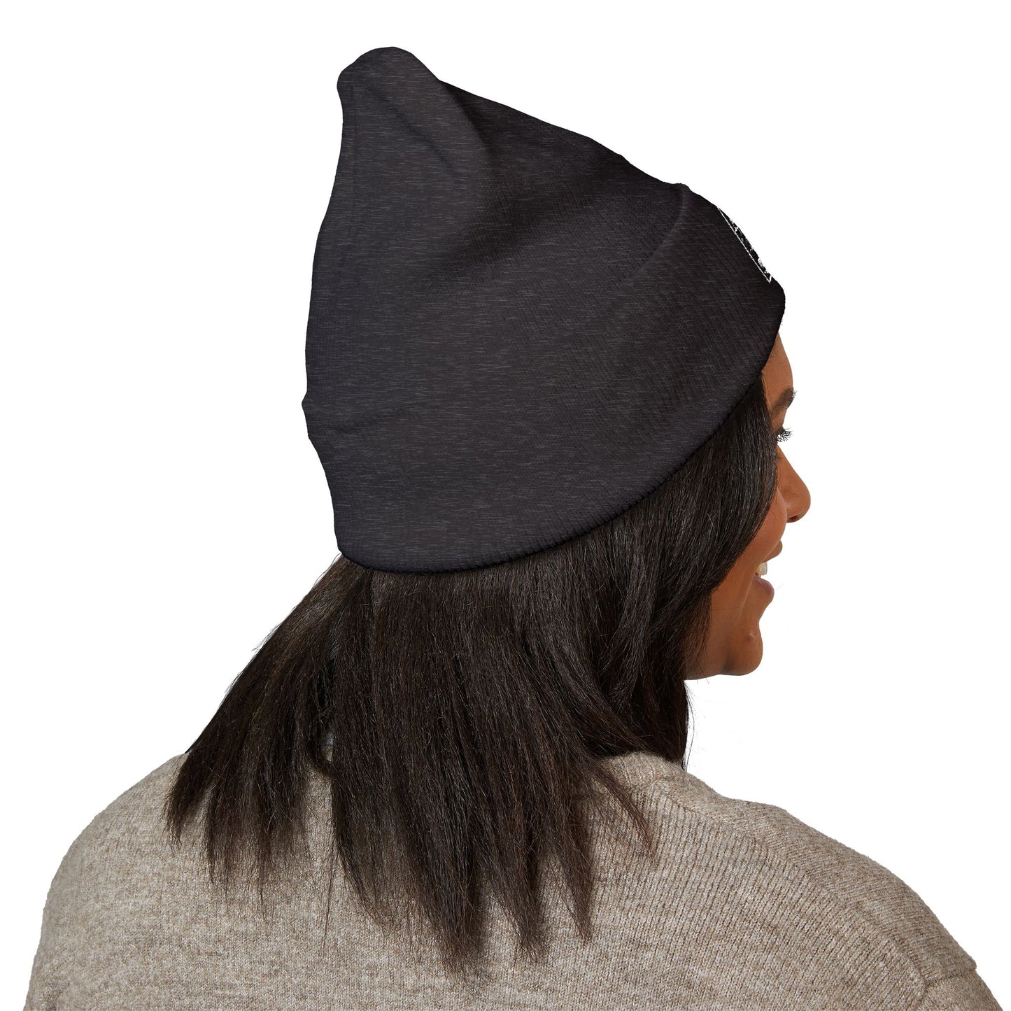 Adorn'd Square Embroidered Classic Cuffed Beanie - Starlight White