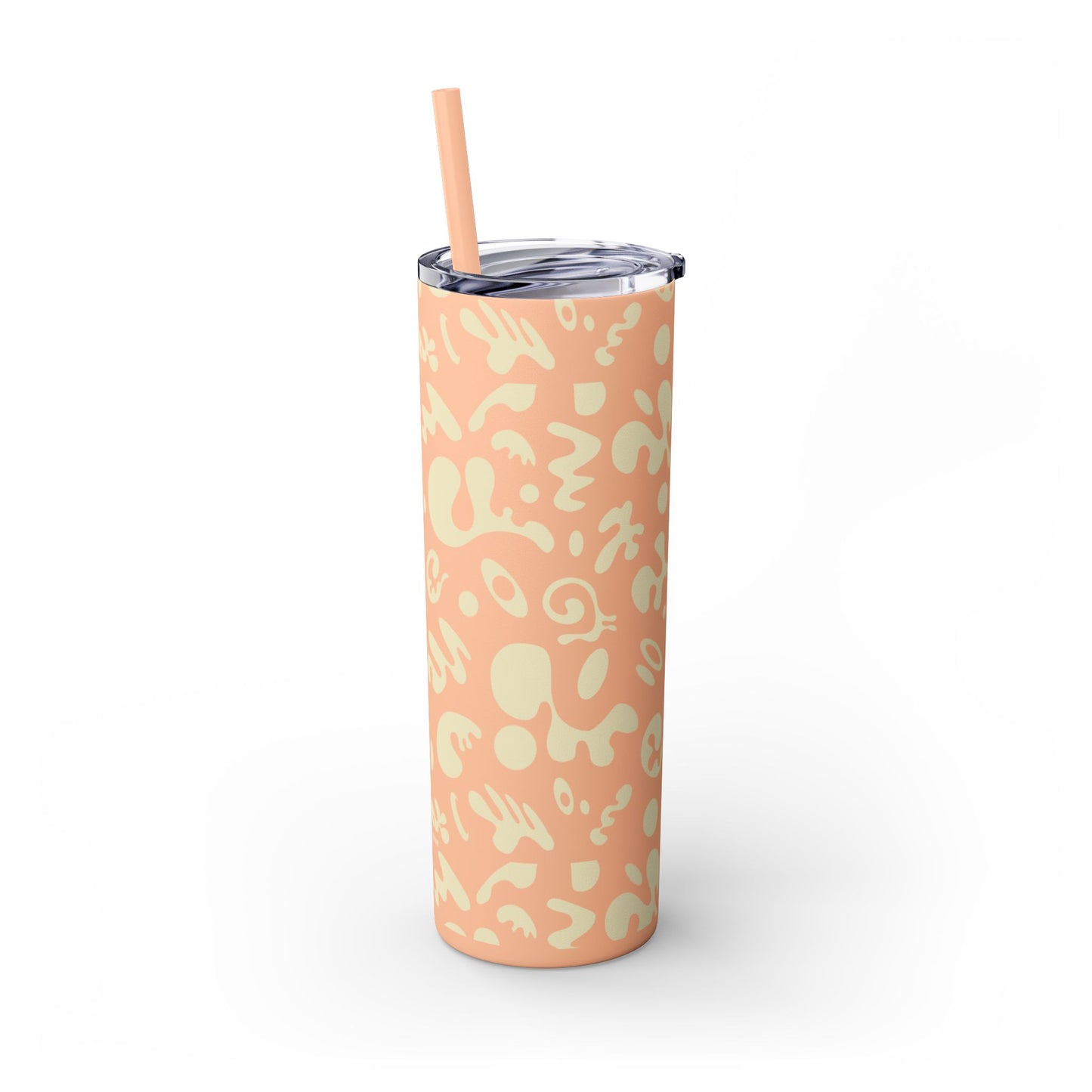 Mirror Work Skinny Color Tumbler w Straw - Blank Page White Print