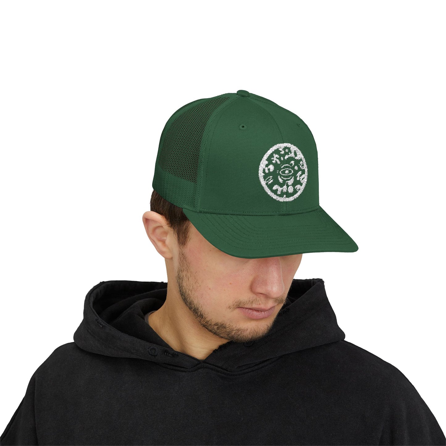 Adorn'd Logo Embroidered Retro Trucker Hat - Starlight White