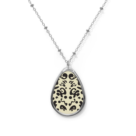 Mirror Work Color Oval Necklace - Blank Page