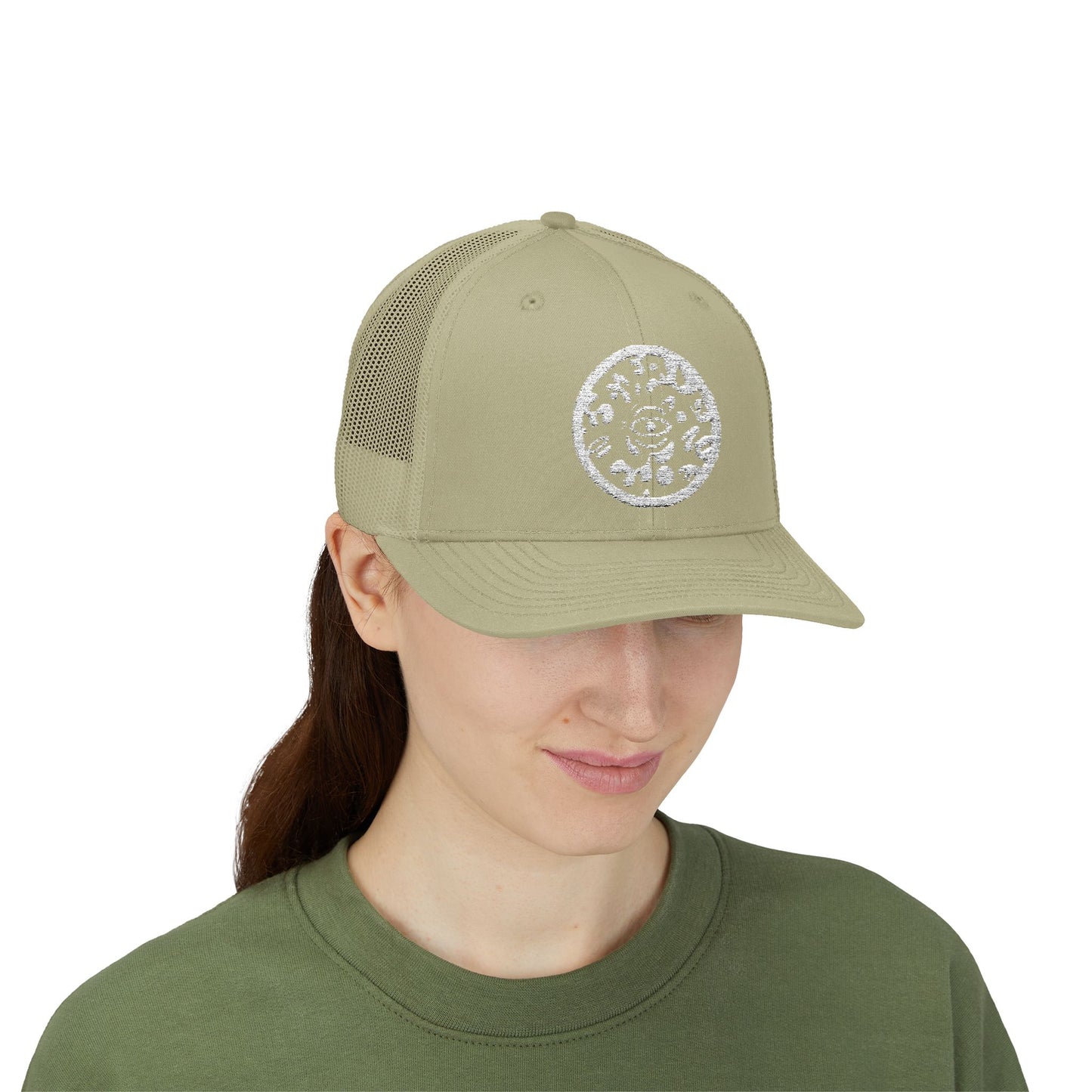 Adorn'd Logo Embroidered Retro Trucker Hat - Starlight White