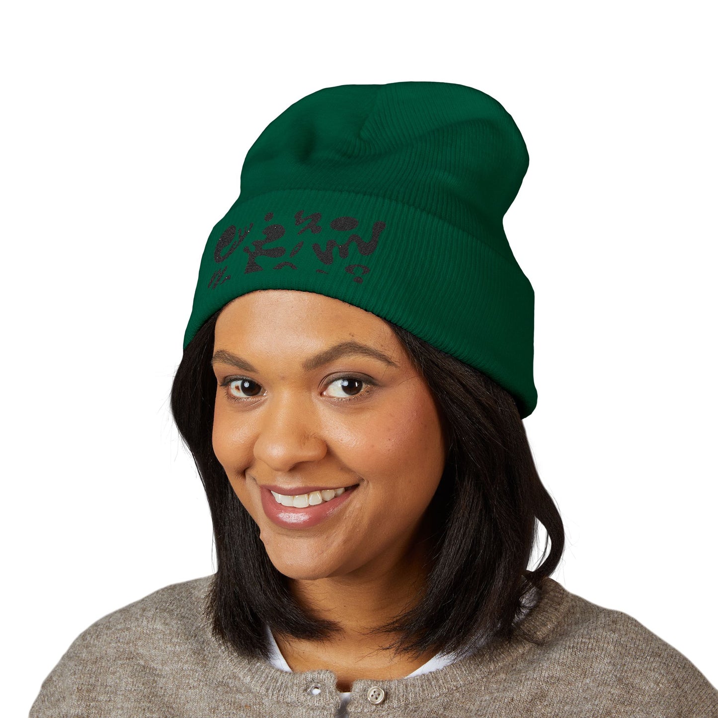 Pure Imagination Embroidered Classic Cuffed Beanie - Smoke Signal Black