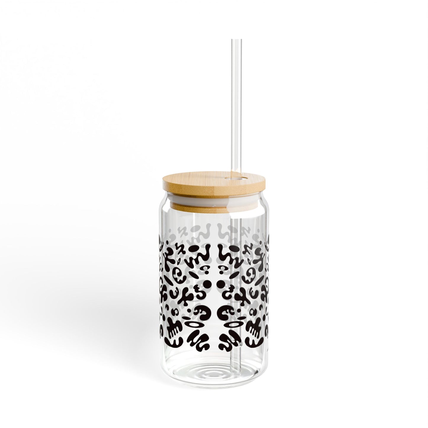 Mirror Work Sipper Glass with Bamboo Lid (16oz)